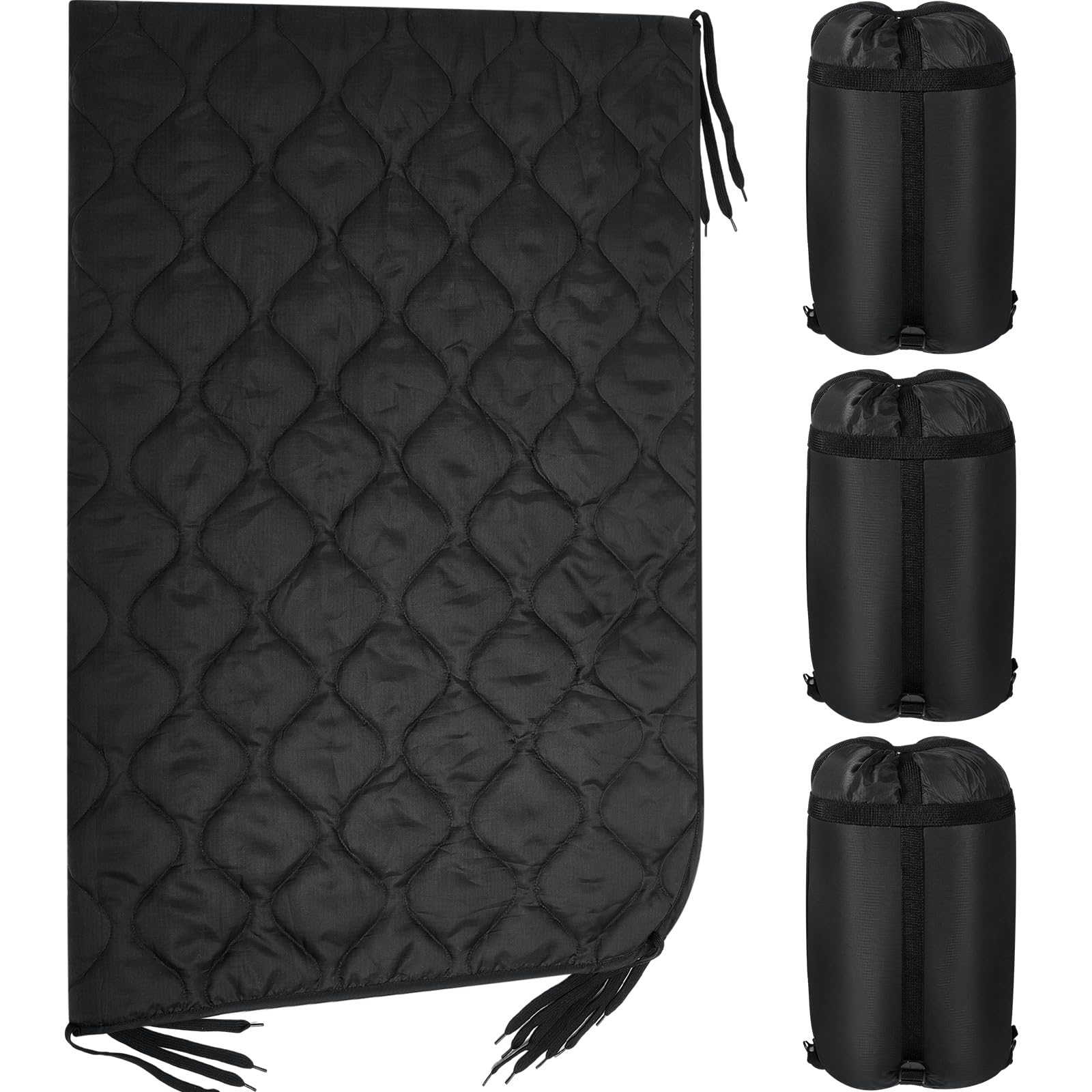 3 Pack Woobie Military Poncho Liner 80 x 60 Inch Waterproof Thermal Insulated Army Blanket with Compression Carry Bag Camping Blanket for Outdoor Camping Hunting Hiking Survival Picnic