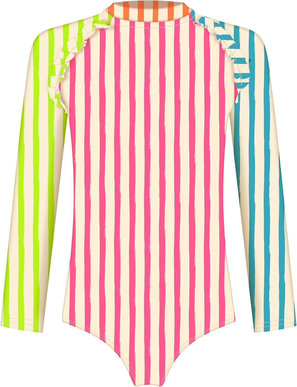 Girls Long Sleeve Swimsuit - UPF 50+ Chlorine Resistant Zip-Back Girls' Swimwear | Size 6-12