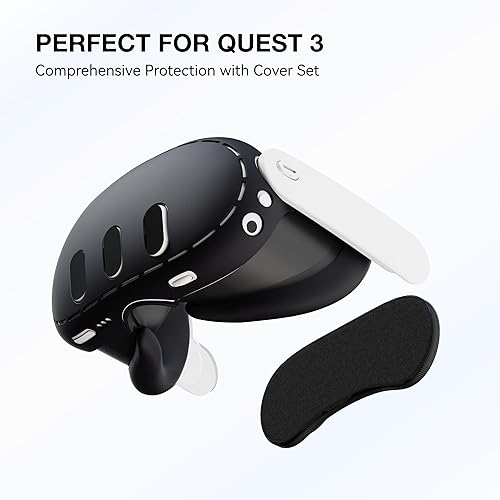 Miniatura 2 de VR Face Pad Cover and VR Shell Cover and Lens Cover Protector for Meta Quest 3 Accessories, VR Headset Covers Set for Oculus Quest 3 Headset (Black)