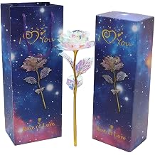 Eternal Flower Rose Colorful and Dazzling Golden Rose Flower Present Golden Foil with Luxury Gift Box, Colorful Rose Artificial Flower Great Gift for Valentine's Day, Birthday, Anniversary