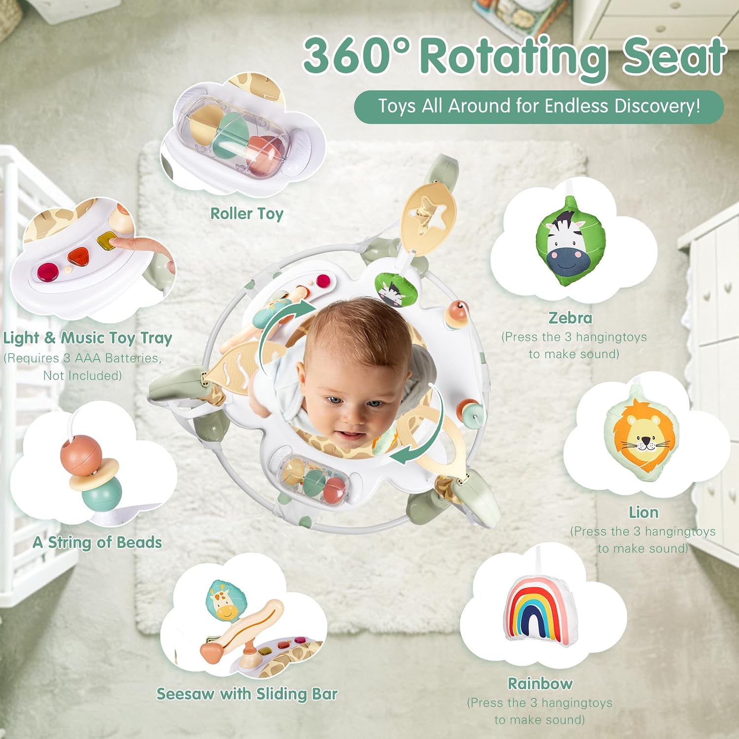 Baby Bouncer Jumper Activity Center, 3-in-1 Baby Play Station for 6+ Months