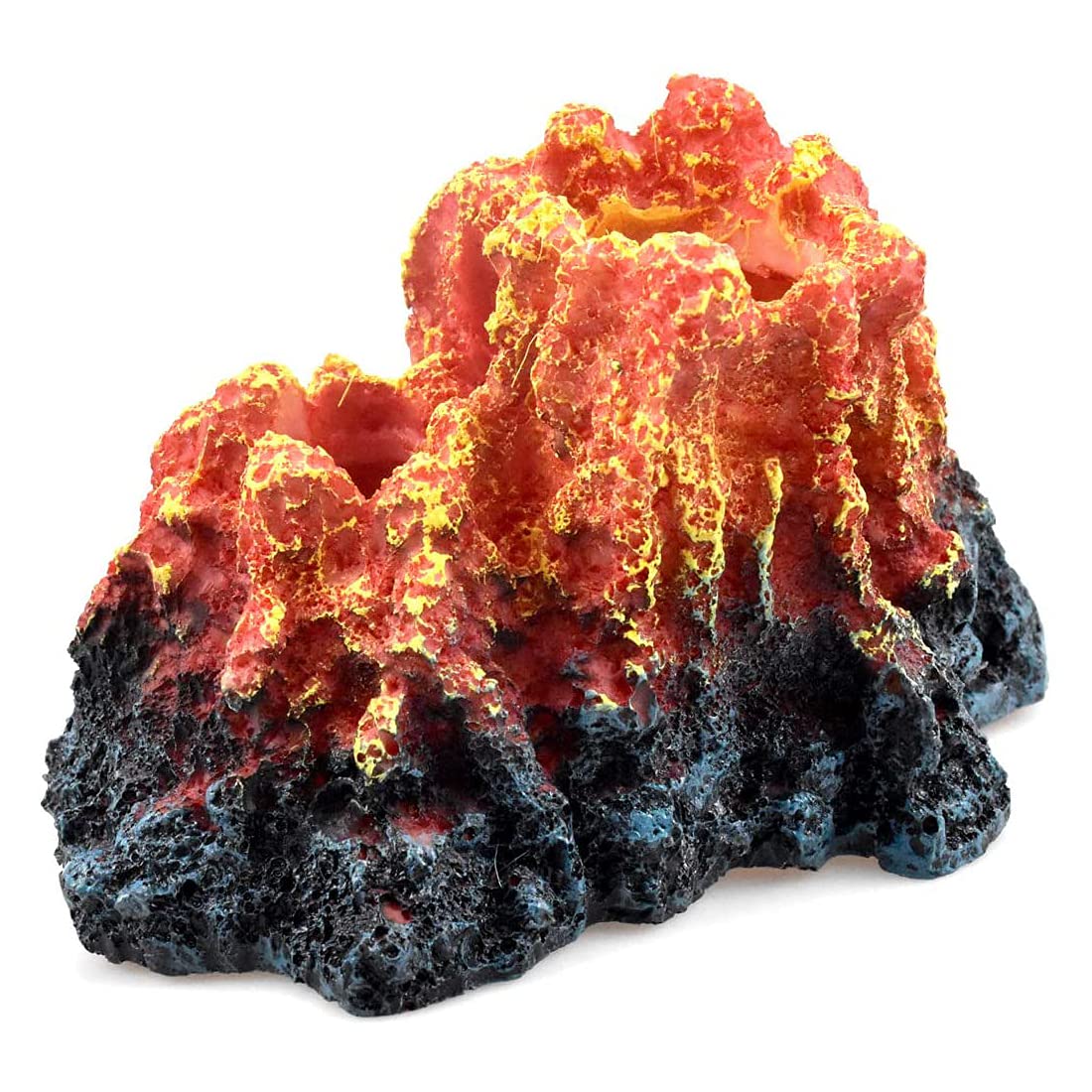 ANCLLO Aquarium Volcano Ornaments Fish Tank Decoration with Air Bubbler Stone Realistic Resin Lava Volcano Colorful Fish Tank Mountain Cave Ornament for Aquarium Underwater Landscape