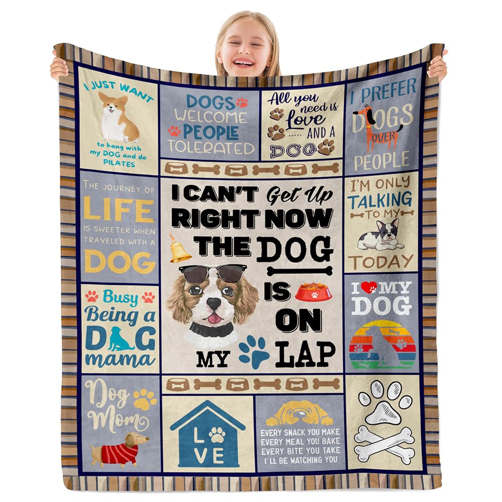 PyrrlicToy Dog Mum Blanket,Cosy and Warm Dog Themed Gifts Blanket,Puppy Throw Blanket for Dog Lovers,Quilt Spread Perfect for Home, Bedroom, Sleepovers & Camping(100×130cm)
