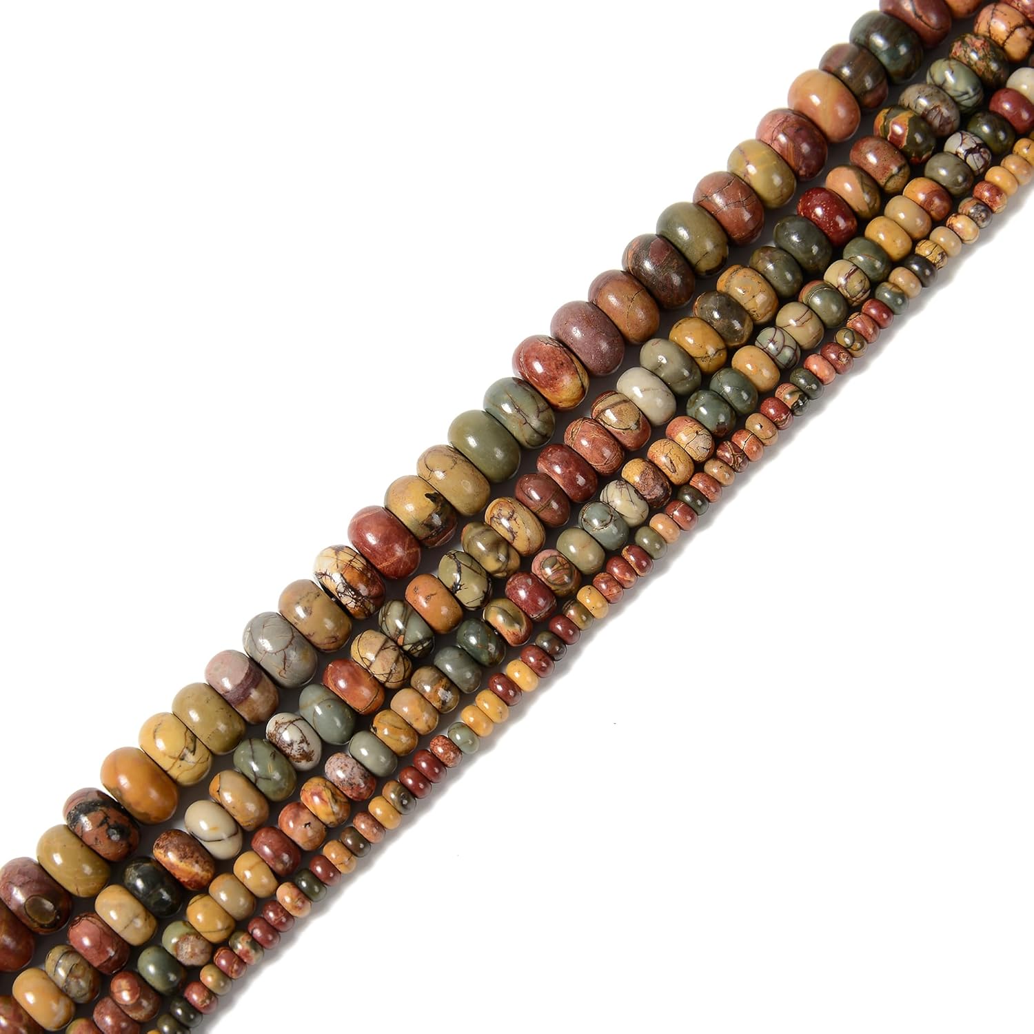 Red Creek Jasper Smooth Polished Rondelle Loose Gemstone Beads Size 6x10mm Approx 15 inch Strand for Jewelry Making, Arts and Craft