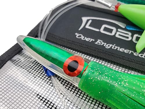 Miniatura 2 de Lobo Lures #219 - Cadena de margarita de pesca de atún verde de 13 pulgadas, estilo máquina de atún bala, 400 libras líder y gancho 10/0