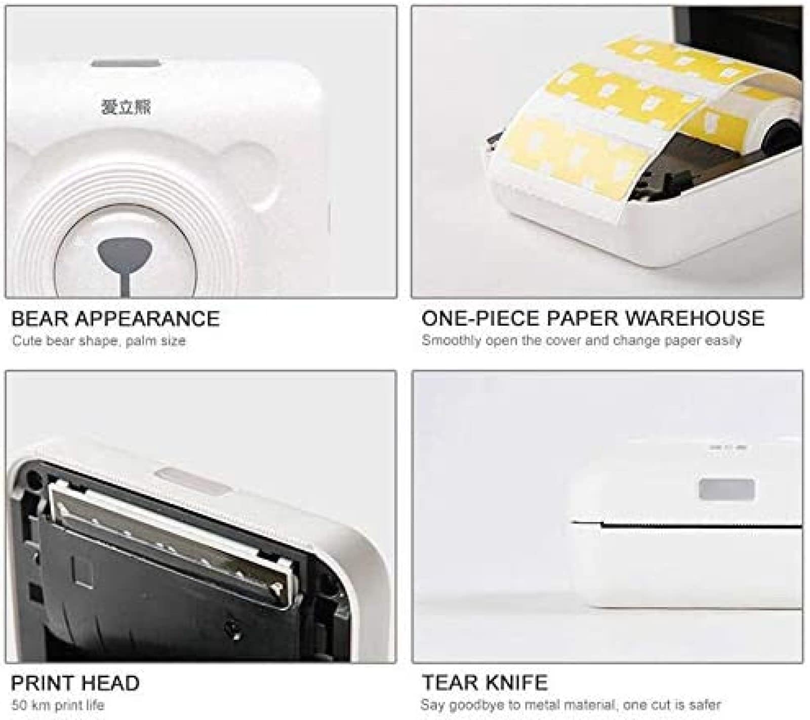 Mini drukarka termiczna, bezprzewodowa drukarka fotograficzna BT z możliwością ładowania przez USB, przenośna ręczna drukarka naklejek do pisania, kieszonkowa drukarka POS, niebieska