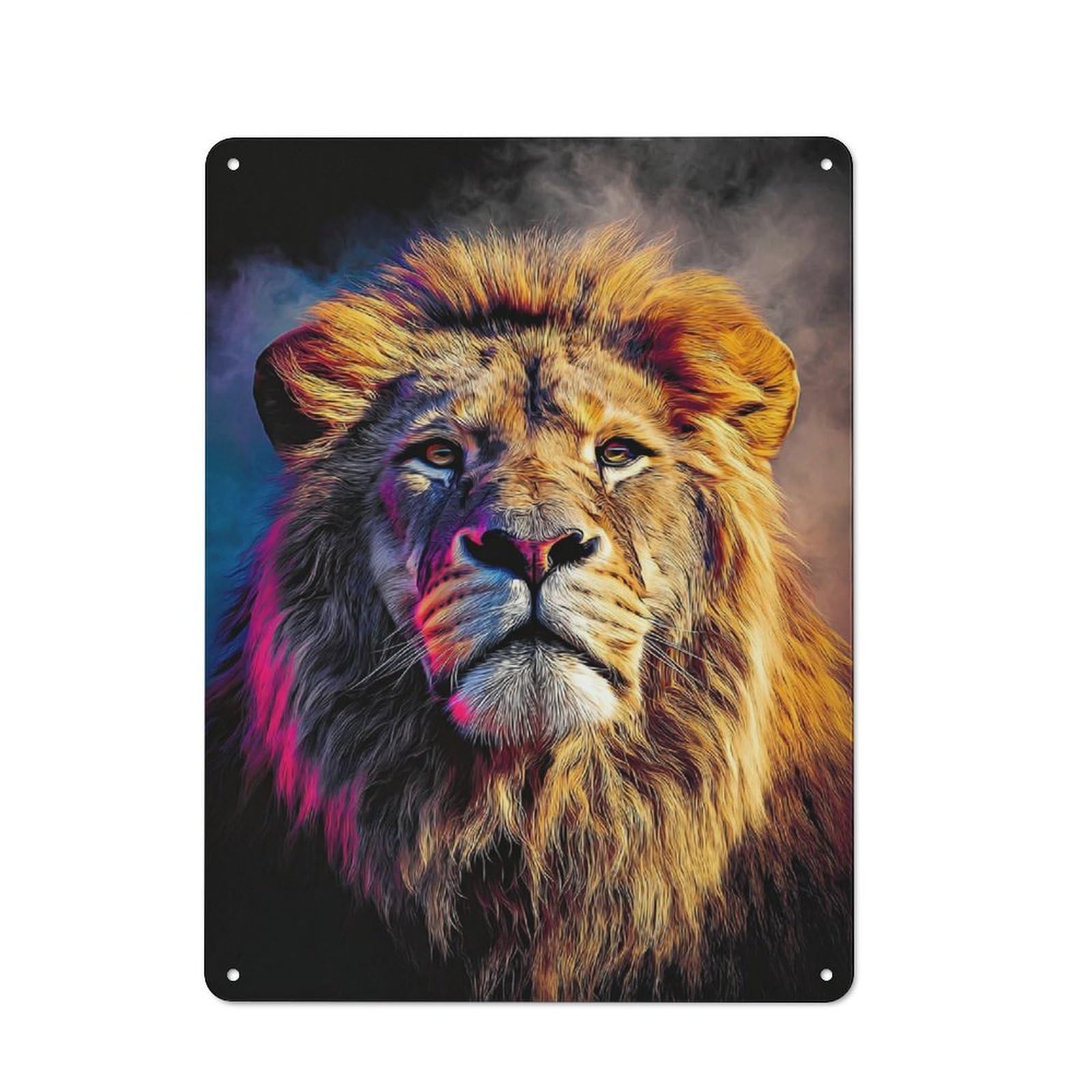 Junmoney Colorful Lion Portrait -8 Kitchen Metal Sign 40X30cm, Country Style Kitchen Wall Decor For Restaurant, Kitchen, Counter Or Breakfast Nook