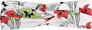 Sponsored Ad - Ambesonne Floral Headband for Women, Tropical and Blooming Elements with Sketchy Motives Bicolour Exotic Ar...