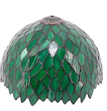 WERFACTORY Tiffany Lamp Shade Replacement 12X6 Inch Green Wisteria Style Stained Glass Lampshade Only with Cap fit for Table lamp Pendant Light Ceiling Fixture Part Not Included S523 Series
