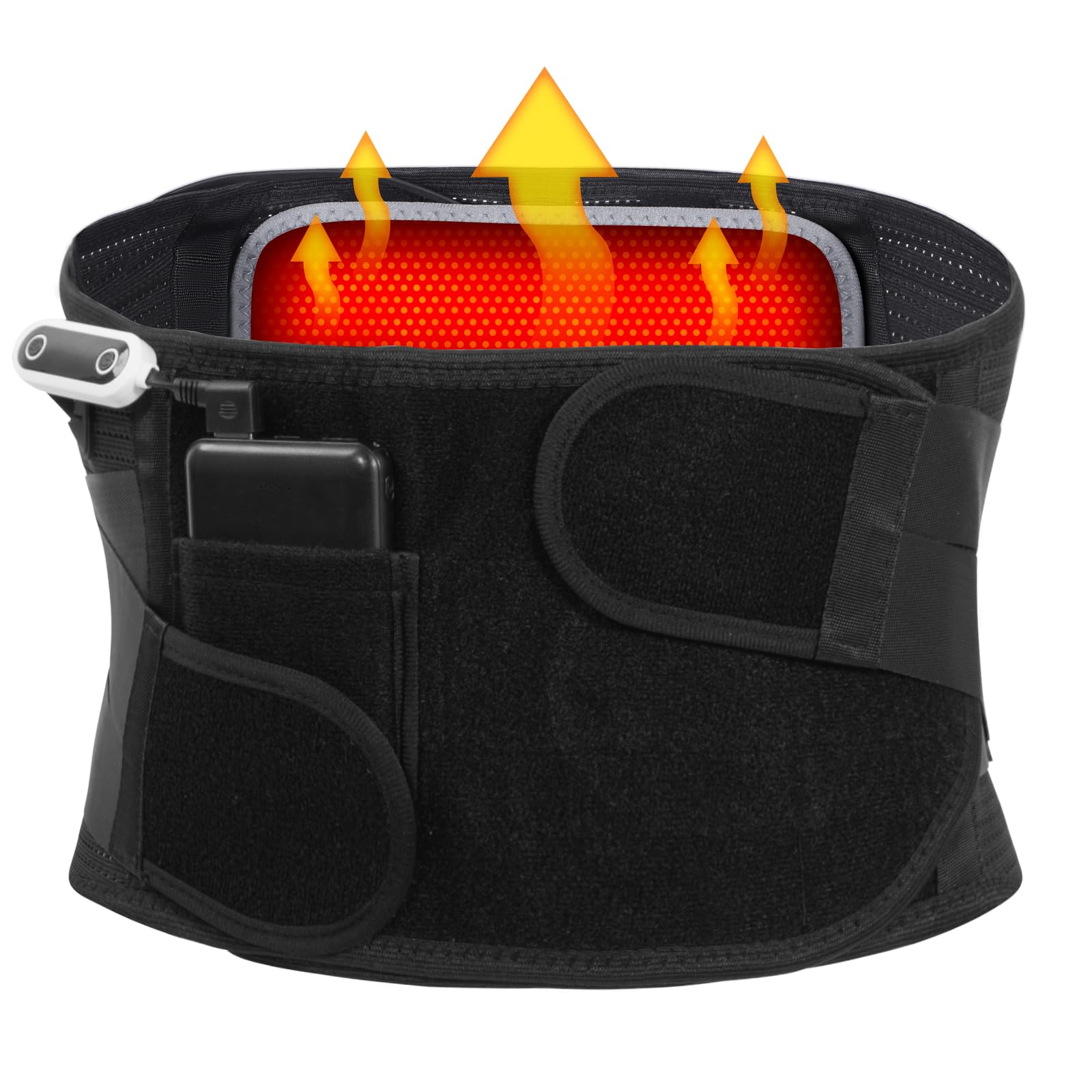 Almohadilla térmica inalámbrica para espalda, cinturón de apoyo lumbar calentado para mujeres y hombres, soporte lumbar para ciática, escoliosis, hernia discal, L