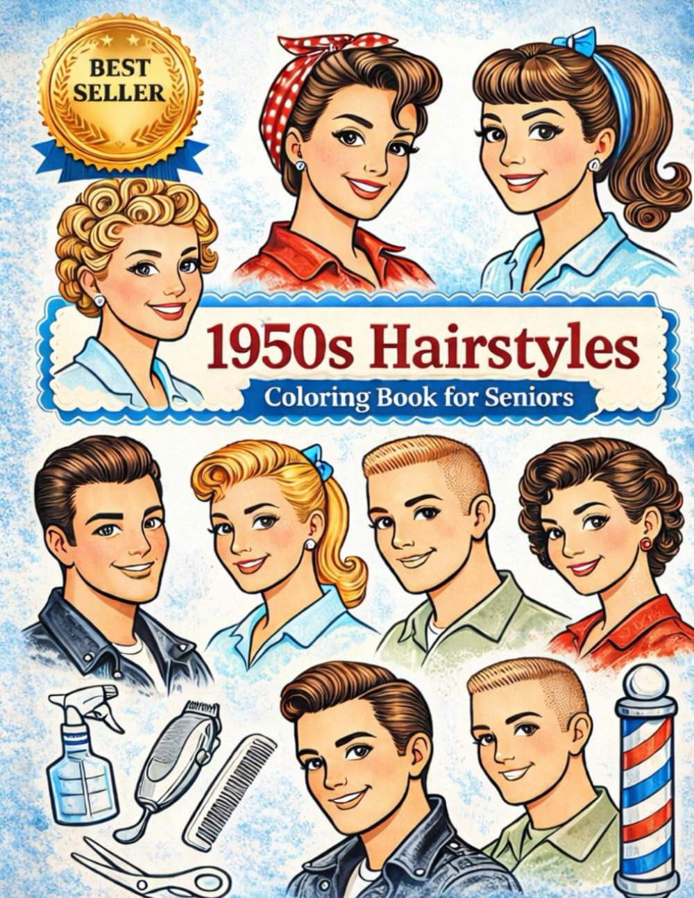 1950s Hairstyles: Coloring Book For Seniors