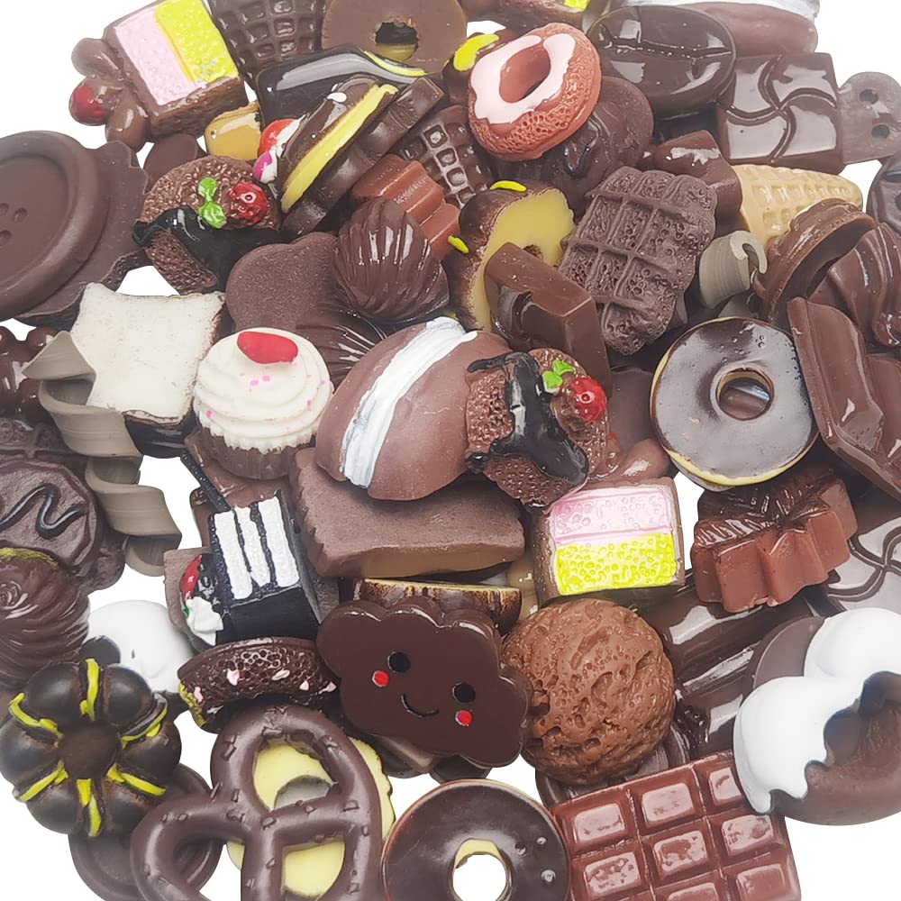 Chenkou Craft 50pcs Lots Mix Assort Easter DIY Flatbacks Resin Flat Back Button (Brown)