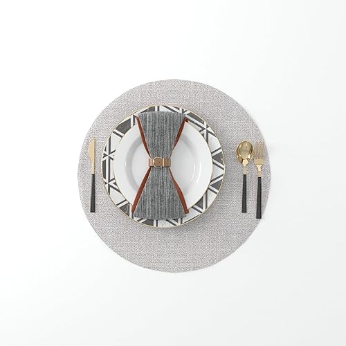 Miniatura 80 de Juego de 4 manteles individuales de lino suave hechos a mano resistentes al calor, manteles individuales para mesa de comedor, manteles individuales