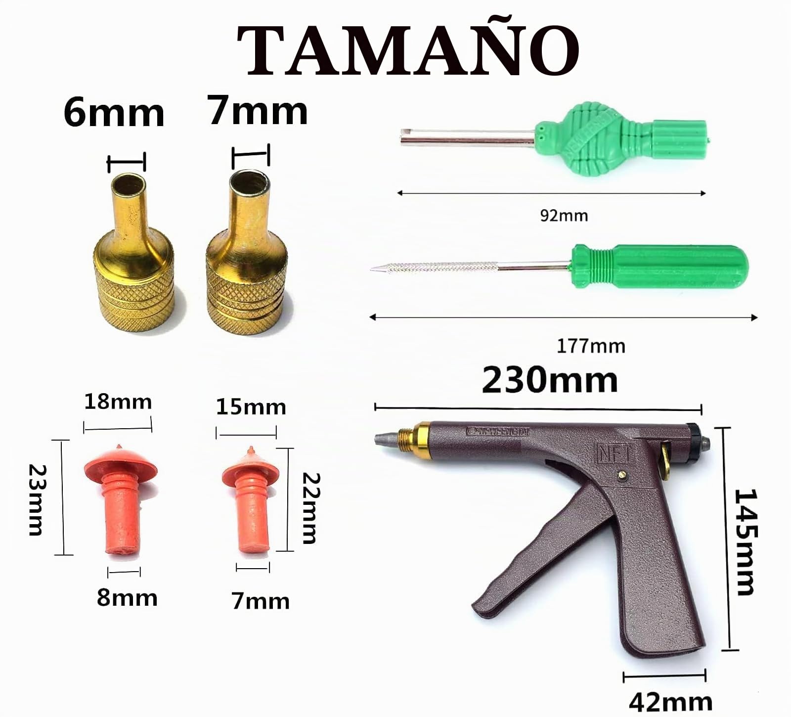 Kit de Reparación sin Cámara para Neumáticos - Juego de Lujo para Coche, Moto, Camión, ARB, ATV y Tractor con Tapones