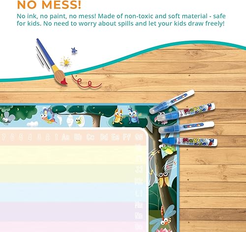 Miniatura 10 de Channie's Alfombrilla de agua reutilizable de dinosaurio mágica para niños de 3 años en adelante, tapete de dibujo acuático con bolígrafos de agua,