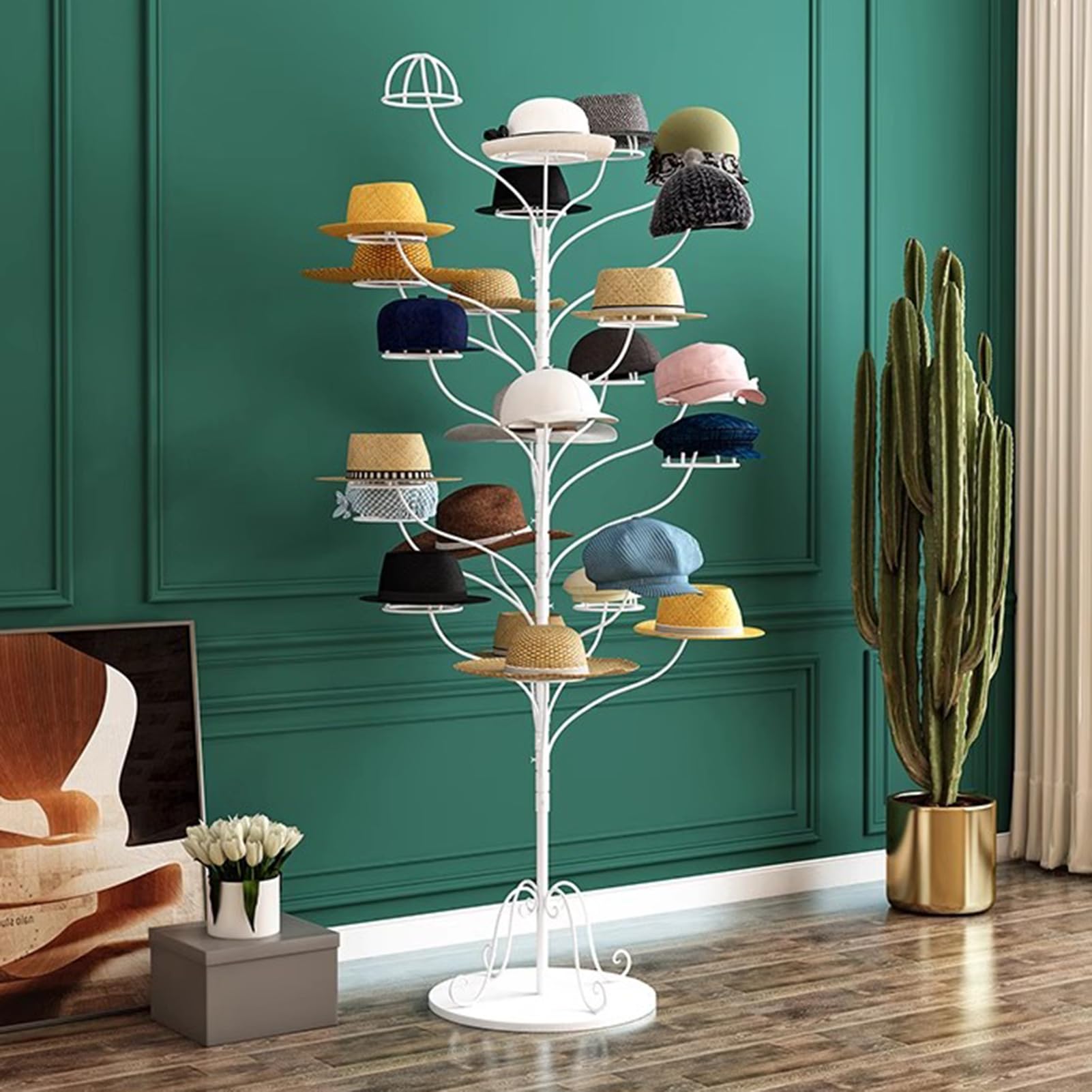 Estante Independiente para Sombreros, Soporte de exhibición de Sombreros de Metal, estantes para Sombreros comerciales para Gorras de béisbol, Organizador de Sombreros para el hogar/Tiendas