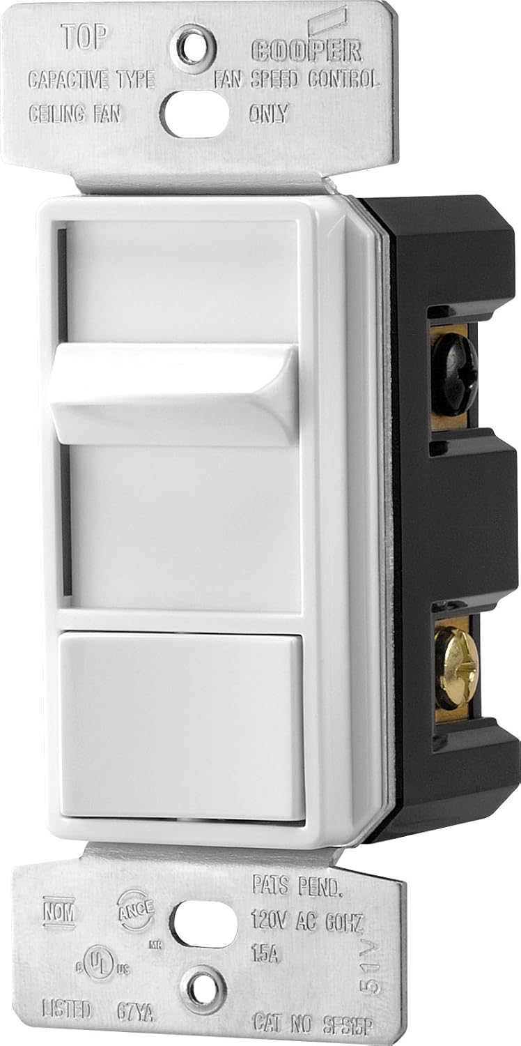 Eaton SFS15P-W-K 1.5-Amp Quiet 3-Speed Fan Control with Preset, White