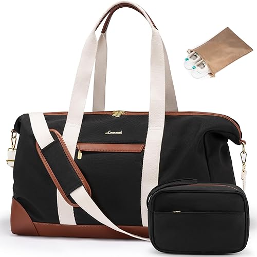 LOVEVOOK Bolsa de viaje para mujer, bolsas de fin de semana, Negro -, Casual