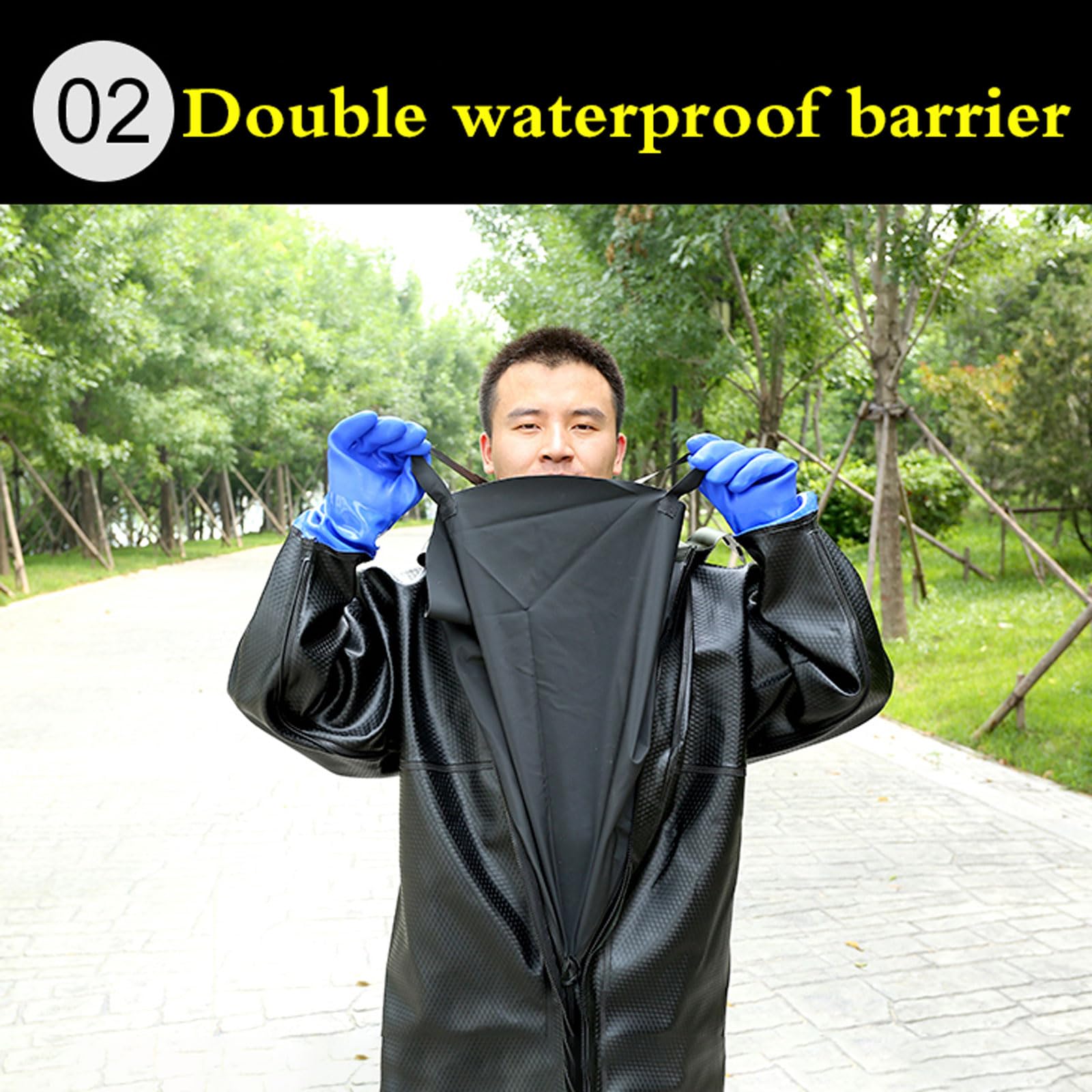 Waders Peche Homme,Chasse Waders,Waders de pêche Classic,Waders Pantalons de Pêche avec Poche Poitrine,Respirant,avec Bottes,pour la pêche,Les fermes,Les travaux de Construction