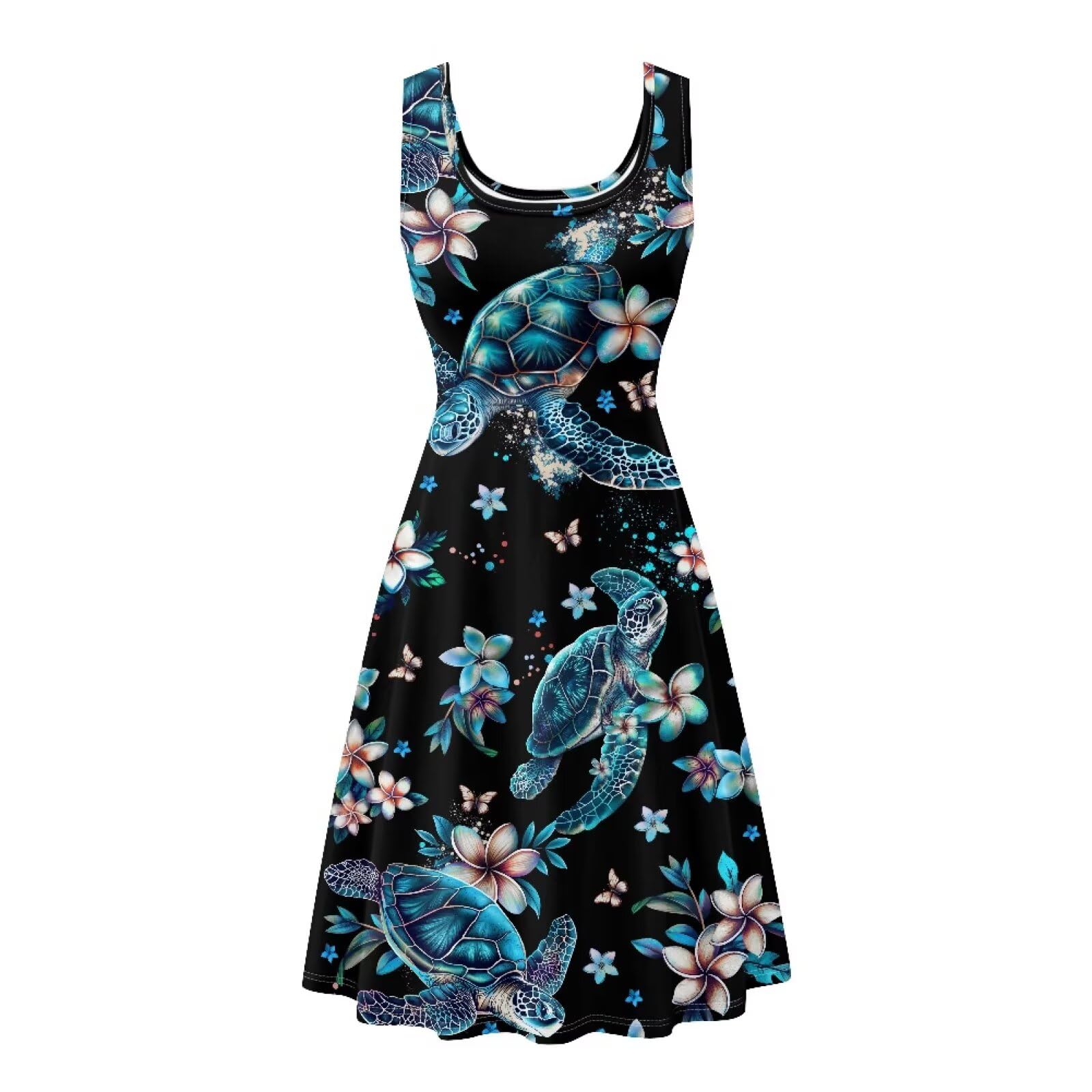 Dreaweet Casual Sleeveless Dresses for Women Girls, Round Neck Tank Dresses with Pockets Summer Sundress Size XS-4XL