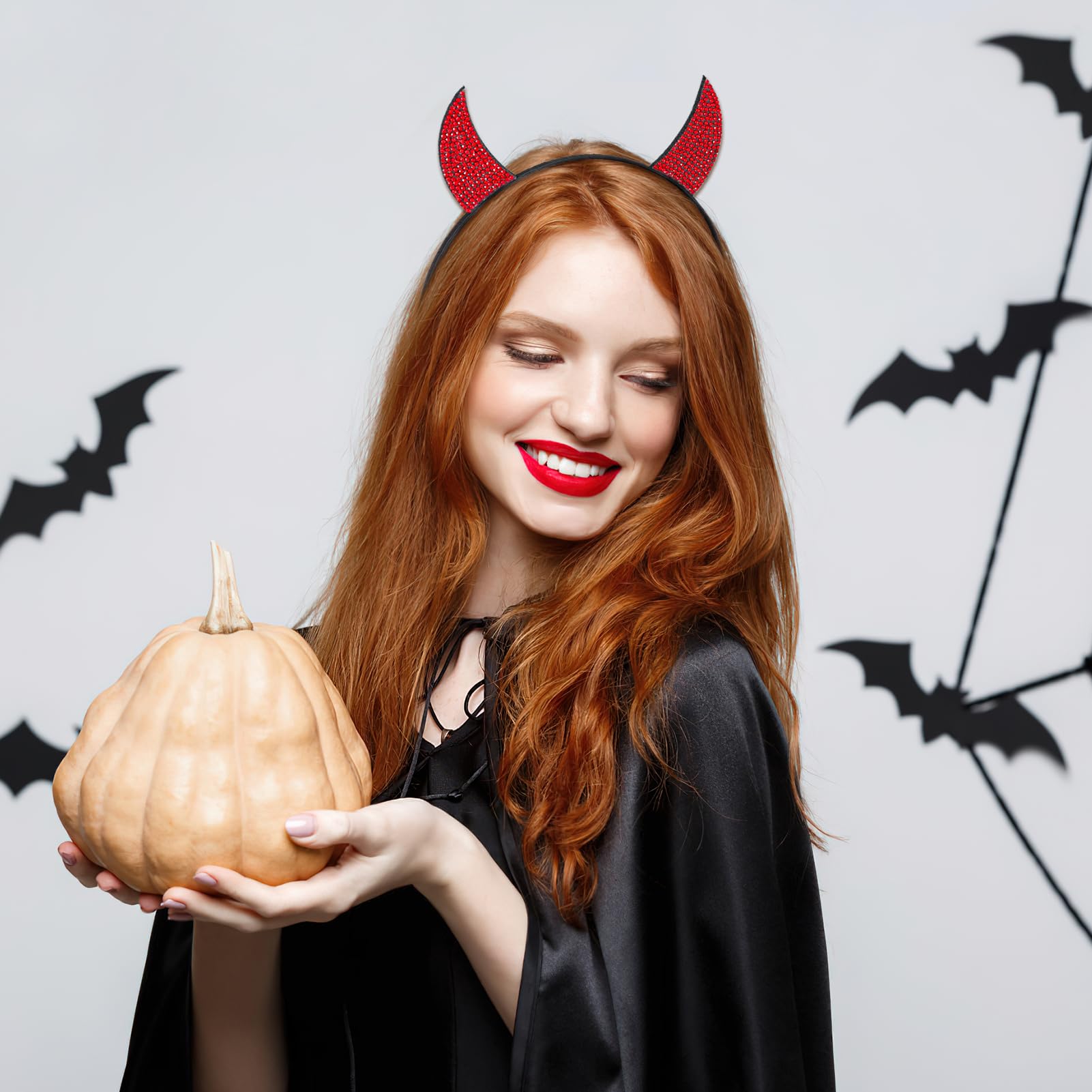 2 Pack Devil Ears - Black & Red Devil Horns Headband for Halloween Cosplay - Image 4