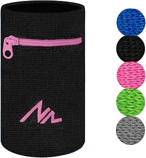 NEWZILL Wrist Wallet Wristband with Zipper - Cotton Sweatbands for Men & Women, Ideal for Sport, Running, Walking, Basketball, Football, Tennis, Hiking, Workout, and More