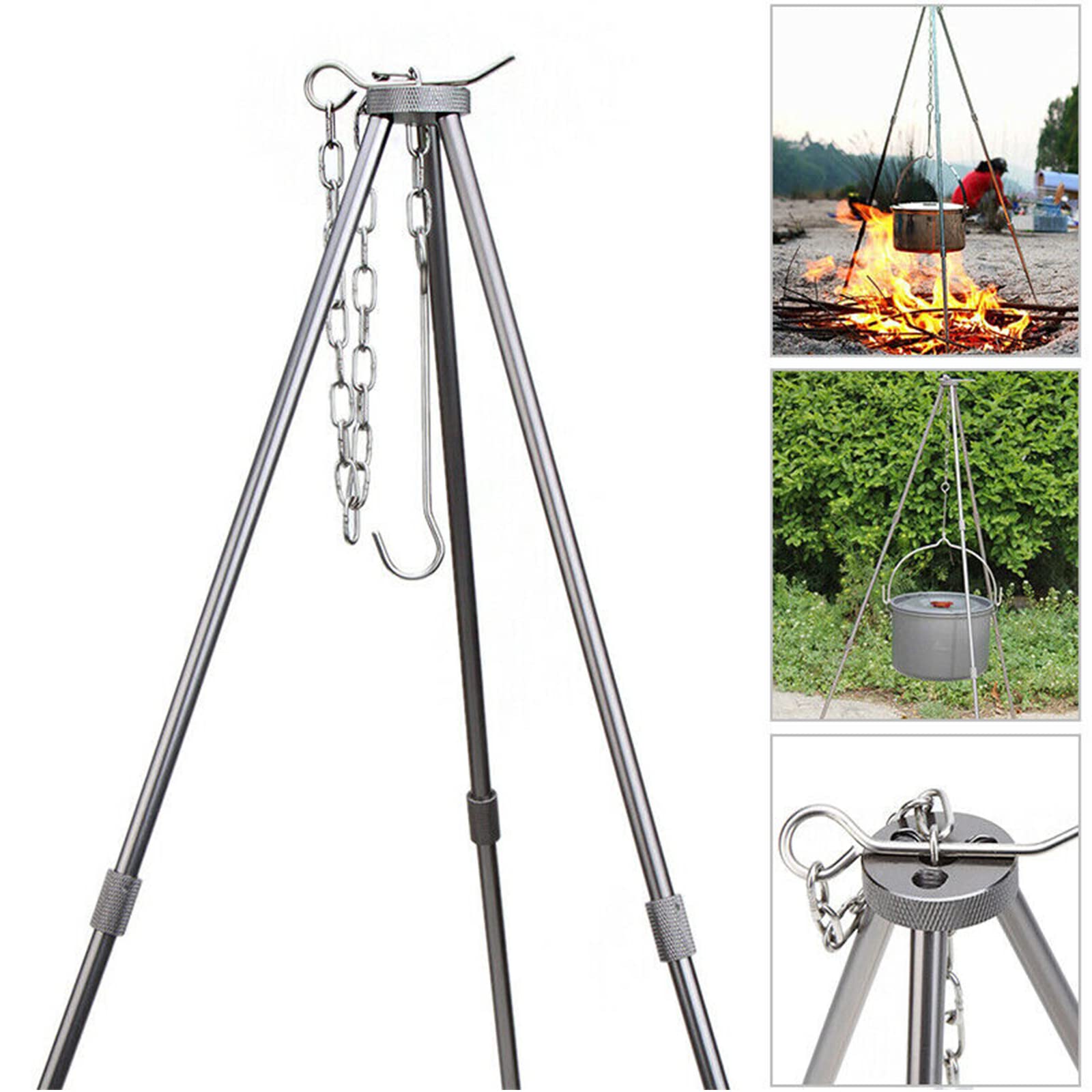 Trépied pour barbecue et camping, maniques portables à suspendre, accessoires de cuisine en aluminium pour l'extérieur
