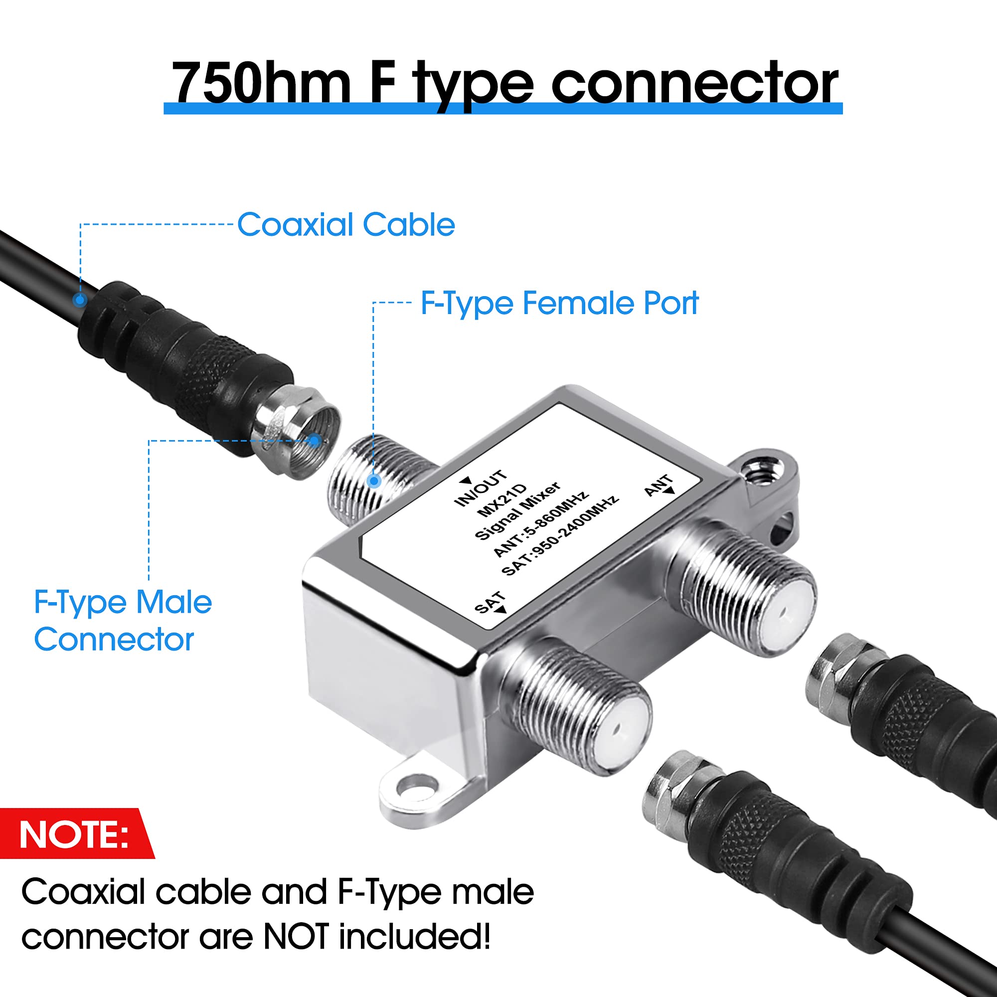 avedio links SAT/ANT Diplexer, 2 in 1 Diplexer Antenna and