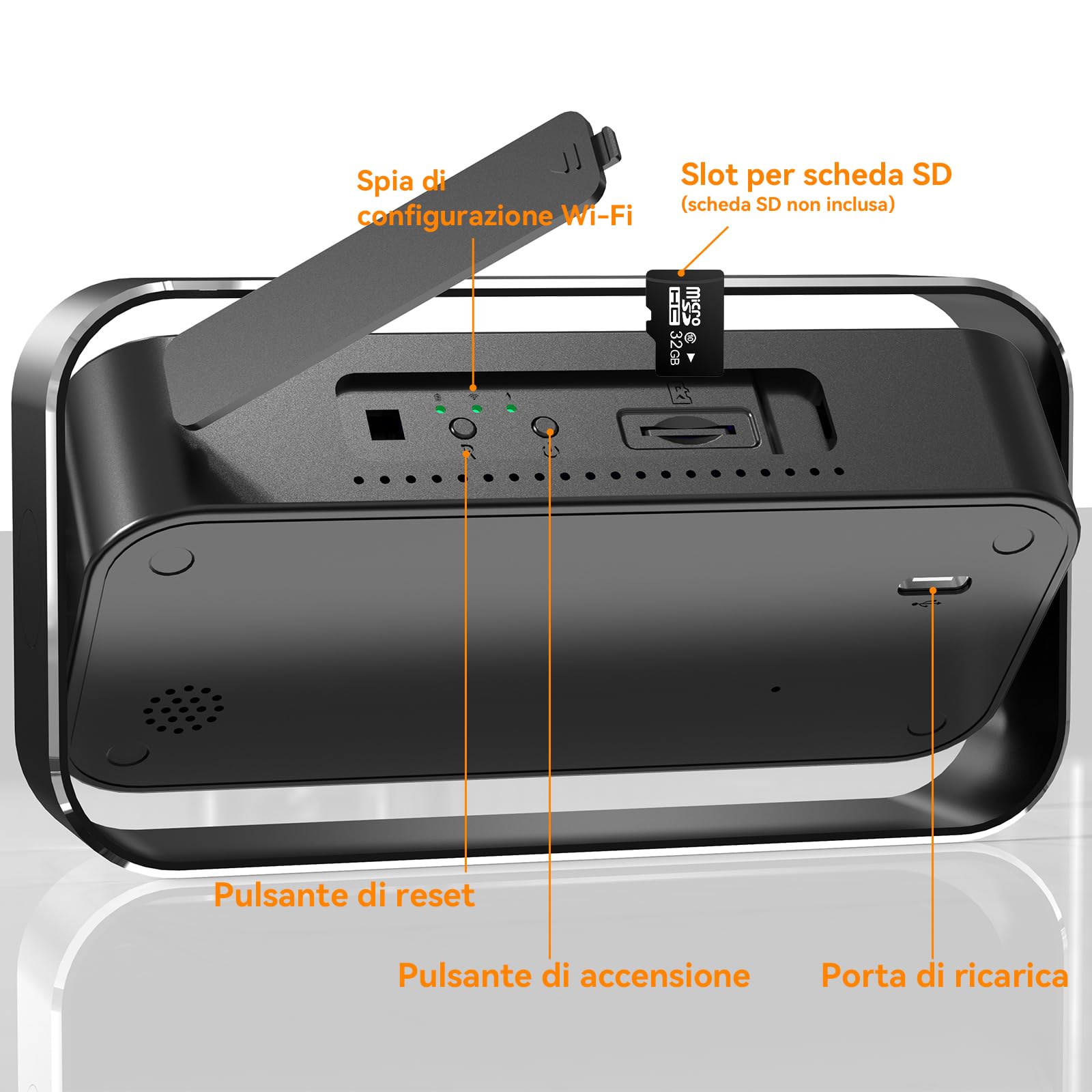 Mini Telecamera WiFi Interna 4K UHD Videocamera Sorveglianza con Visione Notturna, Mini Telecamera Spia Nascosta, Notifiche Movimento Istantanee, Doppia Memoria SD/Cloud, Controllo Remoto Con