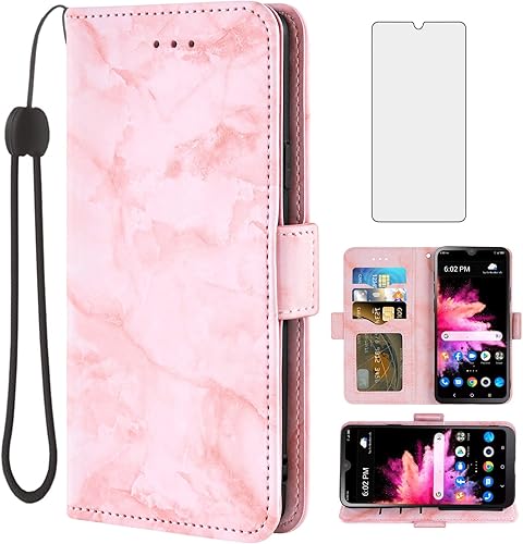 Asuwish Funda de teléfono para TCL 30Z30 LE T602DL con protector de pantalla de vidrio templado y cubierta de cartera de mármol, soporte para