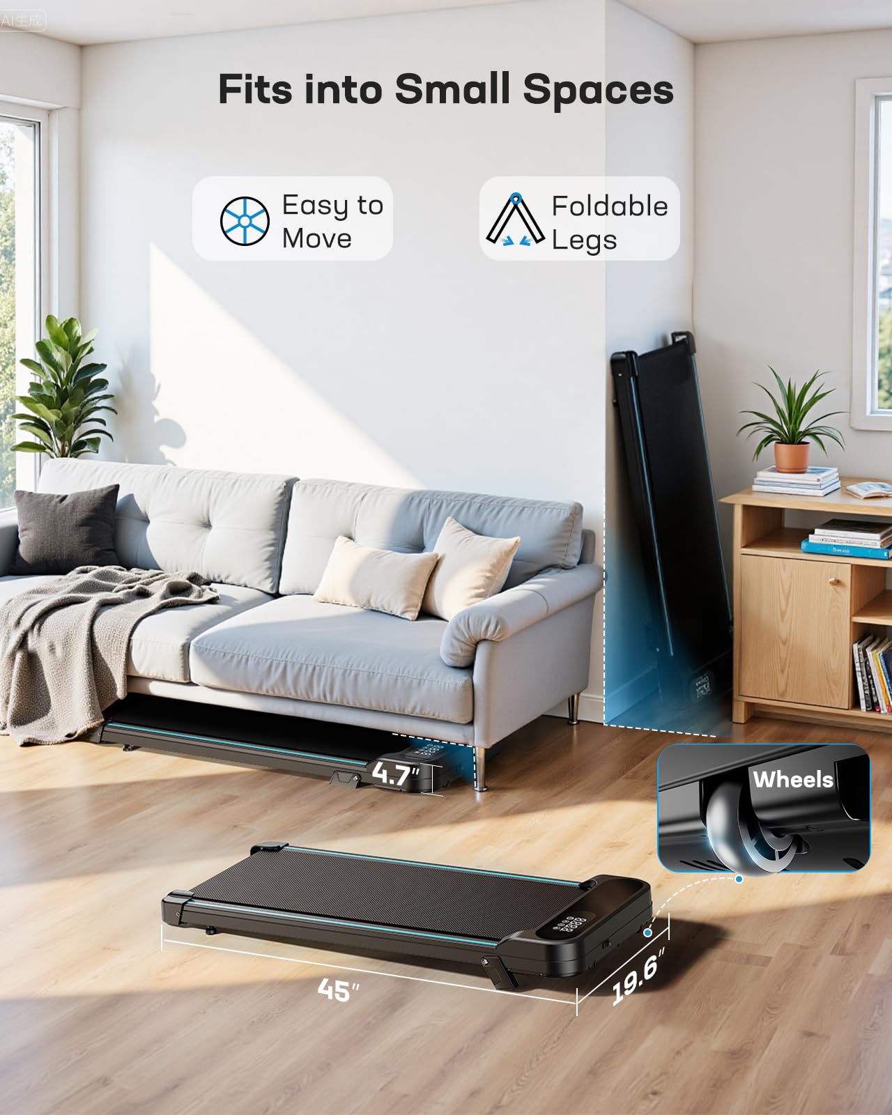 HUANUO Walking Pad, Laufband f¨¹r Zuhause mit Steigung 5%, 150 kg Gewichtskapazit?t, 2,5 HP Laufband Schreibtisch f¨¹r Zuhause und B¨¹ro, tragbares Laufb?nder mit Fernbedienung & LED-Anzeige