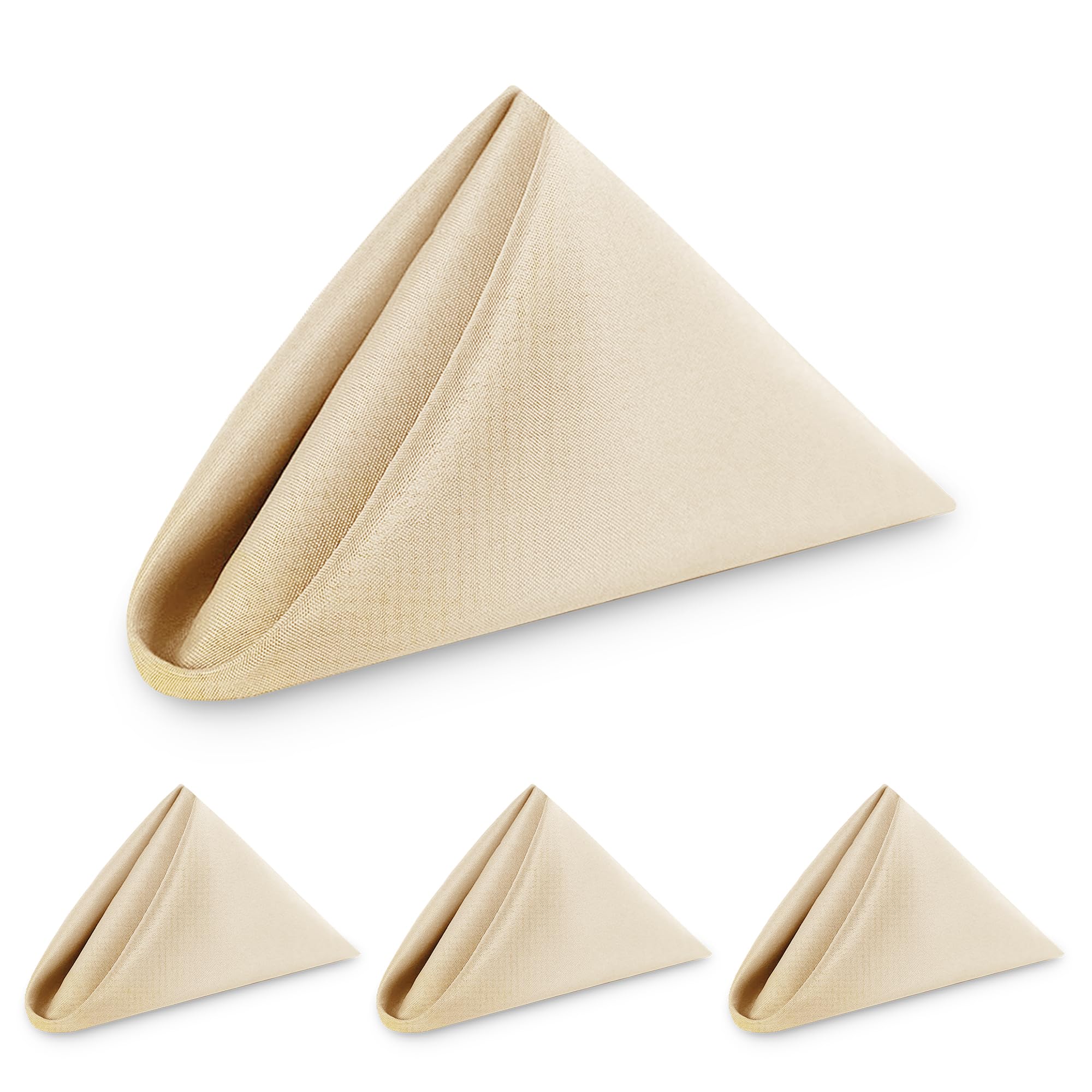 WedDecor 20 x 20 Inch 100% Polyester Cloth Napkins Beige, 4pcs โ image 1