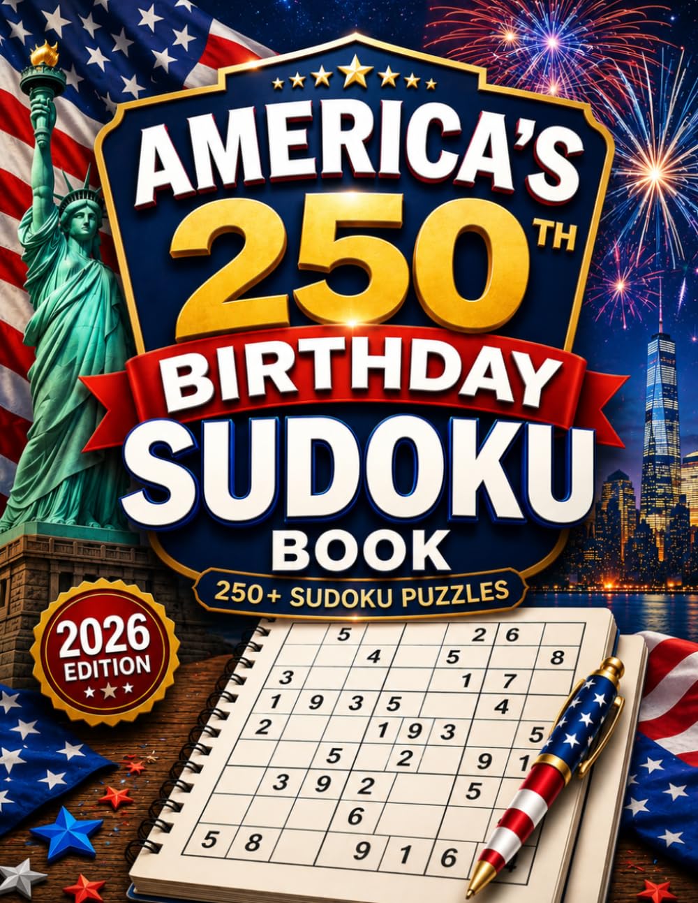America’s 250th Birthday Sudoku Book: 250+ Sudoku Puzzles(2026 Edition)