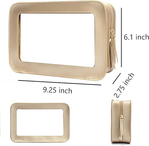 Miniatura 4 de Organizador de bolsa de maquillaje transparente, aprobado por la TSA, bolsa de aseo portátil de viaje multiusos para mujeres, bolsa de maquillaje de