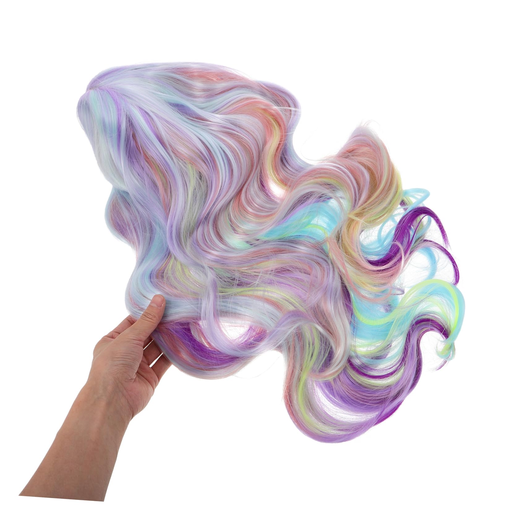 BESTYASH Regenbogen Perücke Regenbogen-cosplay-perücke Wellige n Halloween-kostüm Braune n Für Damen Aus Echthaar Lockig, Wellig Neon Mit