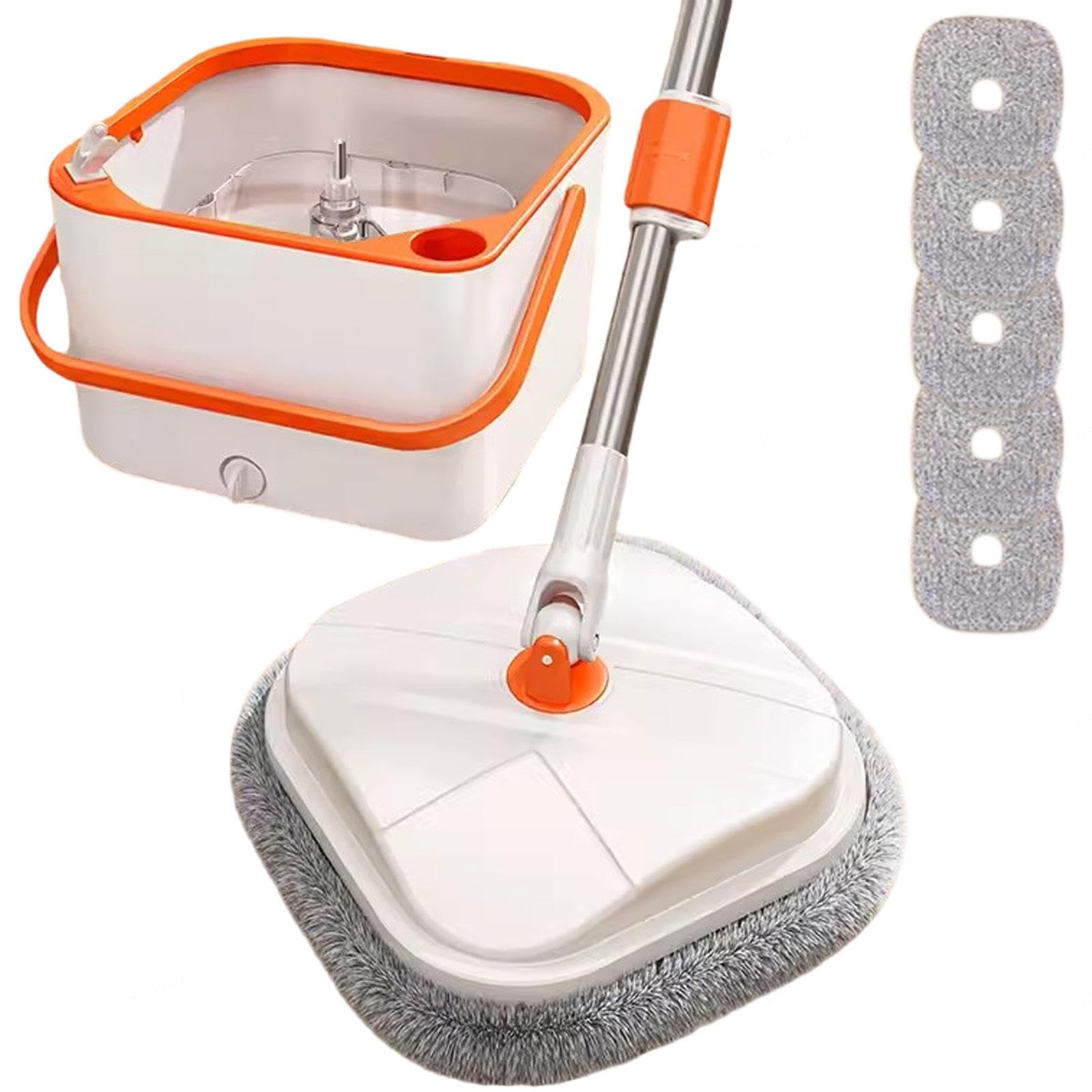 Juego de fregona giratoria y cubo para un hogar impecable y suelos de madera brillantes