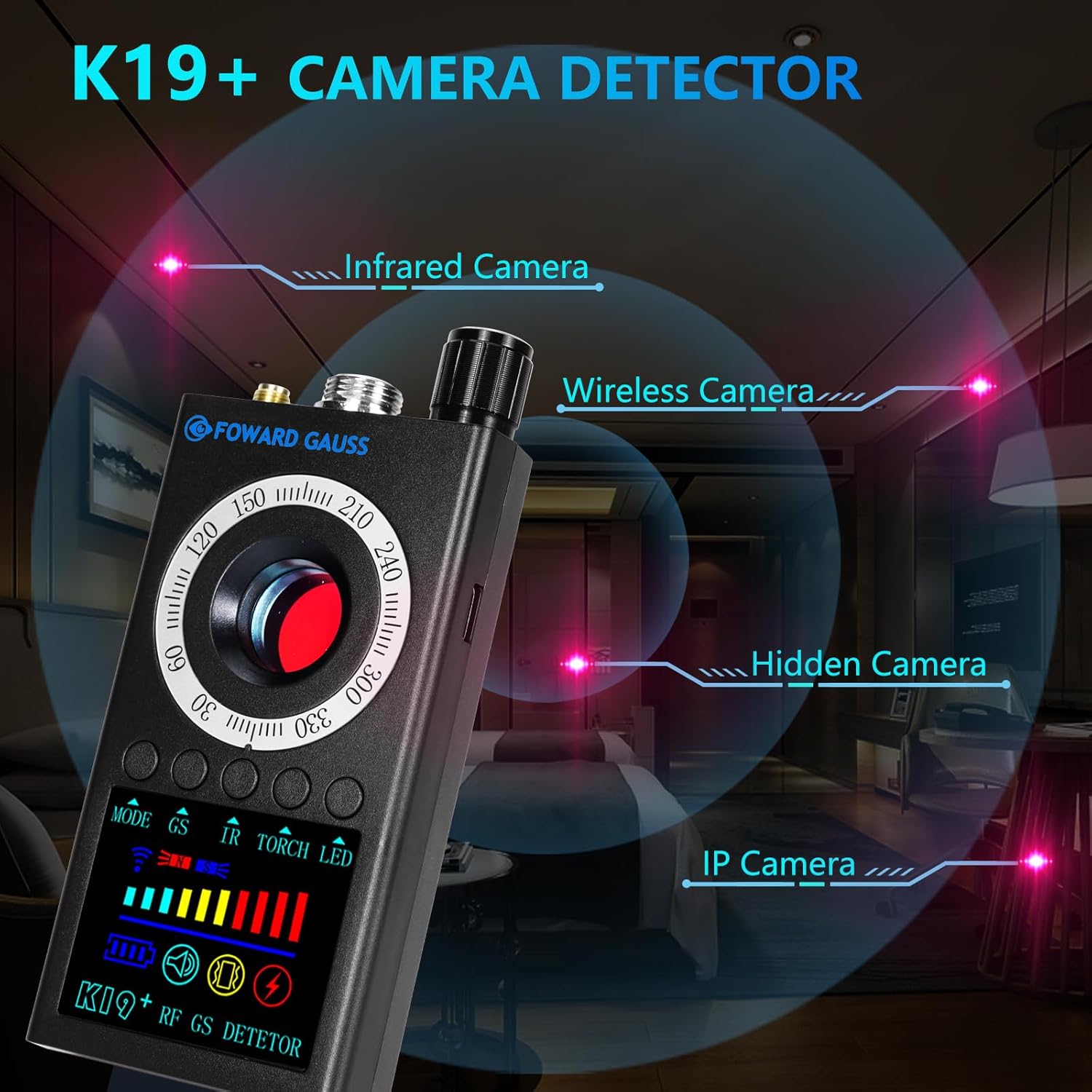 Hidden Camera Detector Anti-Spy Detector Portable Listening Device Detector Camera Finder Professional Privacy Protector - Image 3