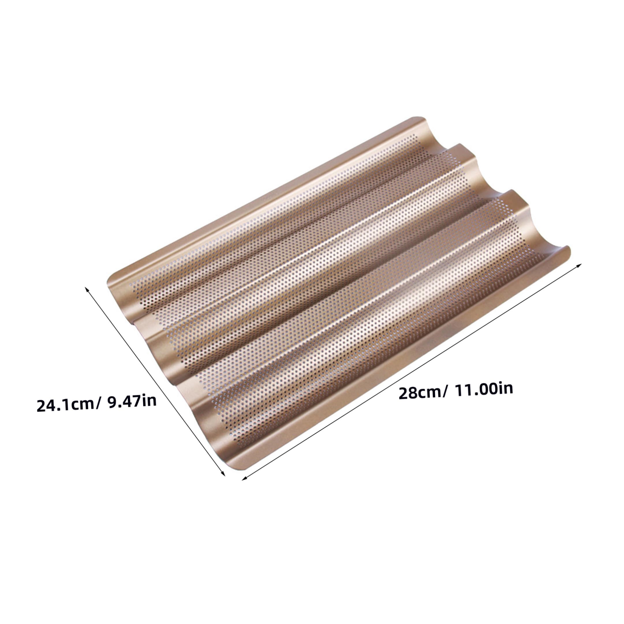 Molde para Hornear Pan Francés de Acero al con Recubrimiento Antiadherente Bandeja Perforada de Ranuras para Baguettes Pequeñas Accesorio para Horno Doméstico