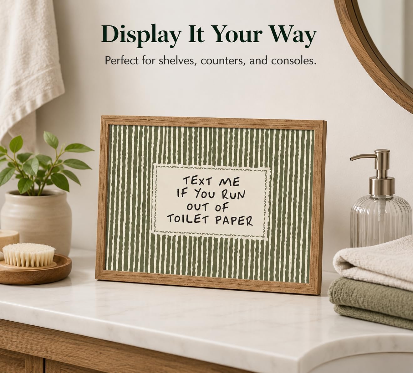 Framed Bathroom Quotes Art, Text Me If You Run Out of Toilet Paper, 8x10in image 5