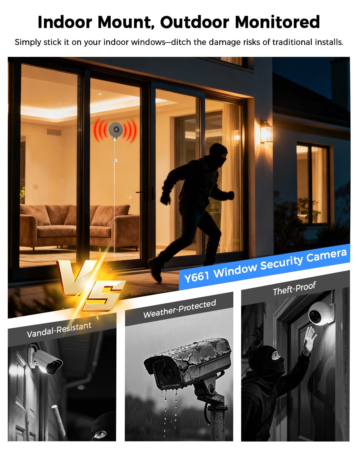 Mrowly 2K 3MP Window Camera, WiFi 2.4/5GHz Window Camera for Looking Outside, Security Camera Night Vision Through Window, People/Motion Detection, 24/7 Recording, Drill-Free Installation — view 8