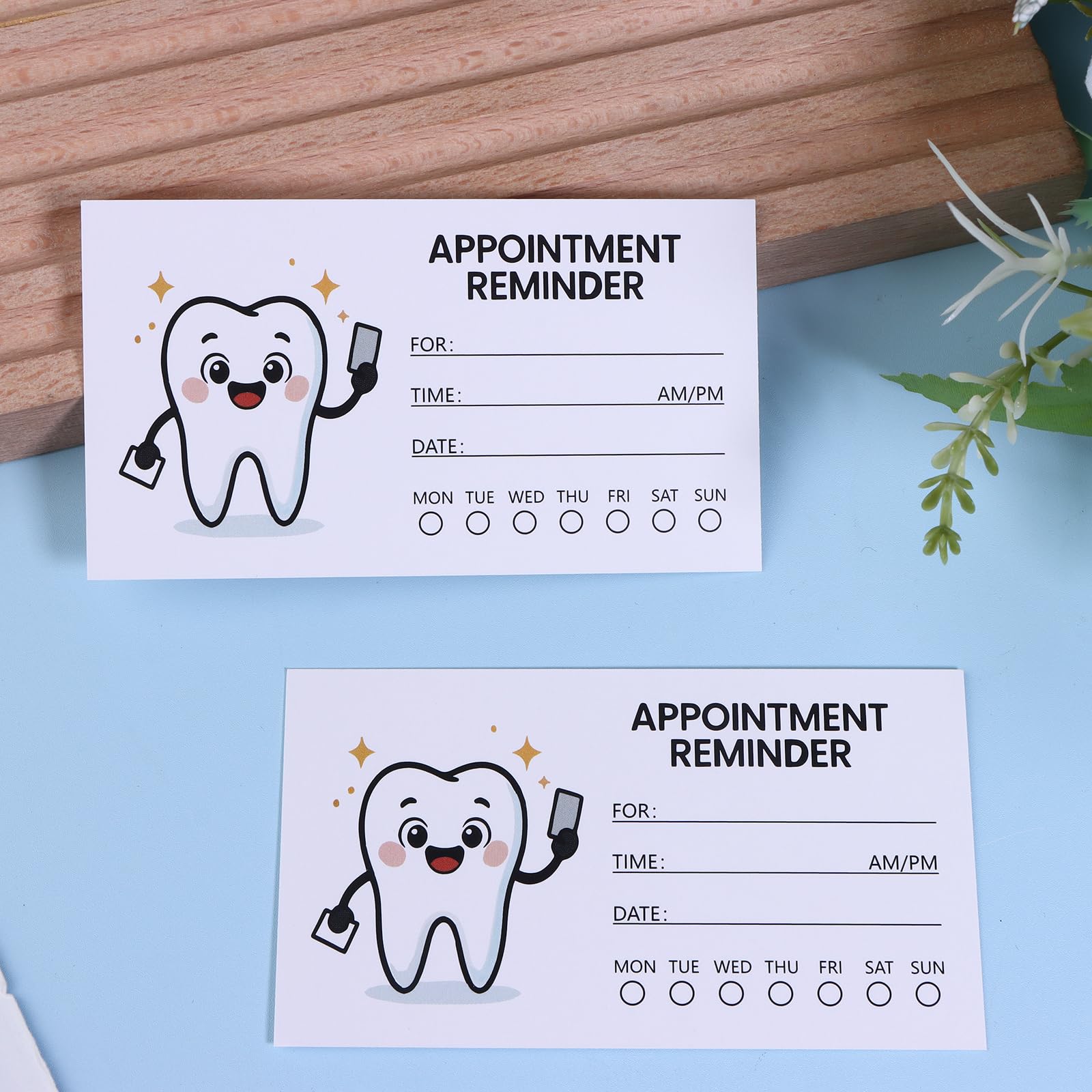 100 biglietti di promemoria per appuntamenti con design a dente, schede di notifica professionali per pazienti dentali con caselle di controllo, adatte per studio dentistico, regali dentali e schede