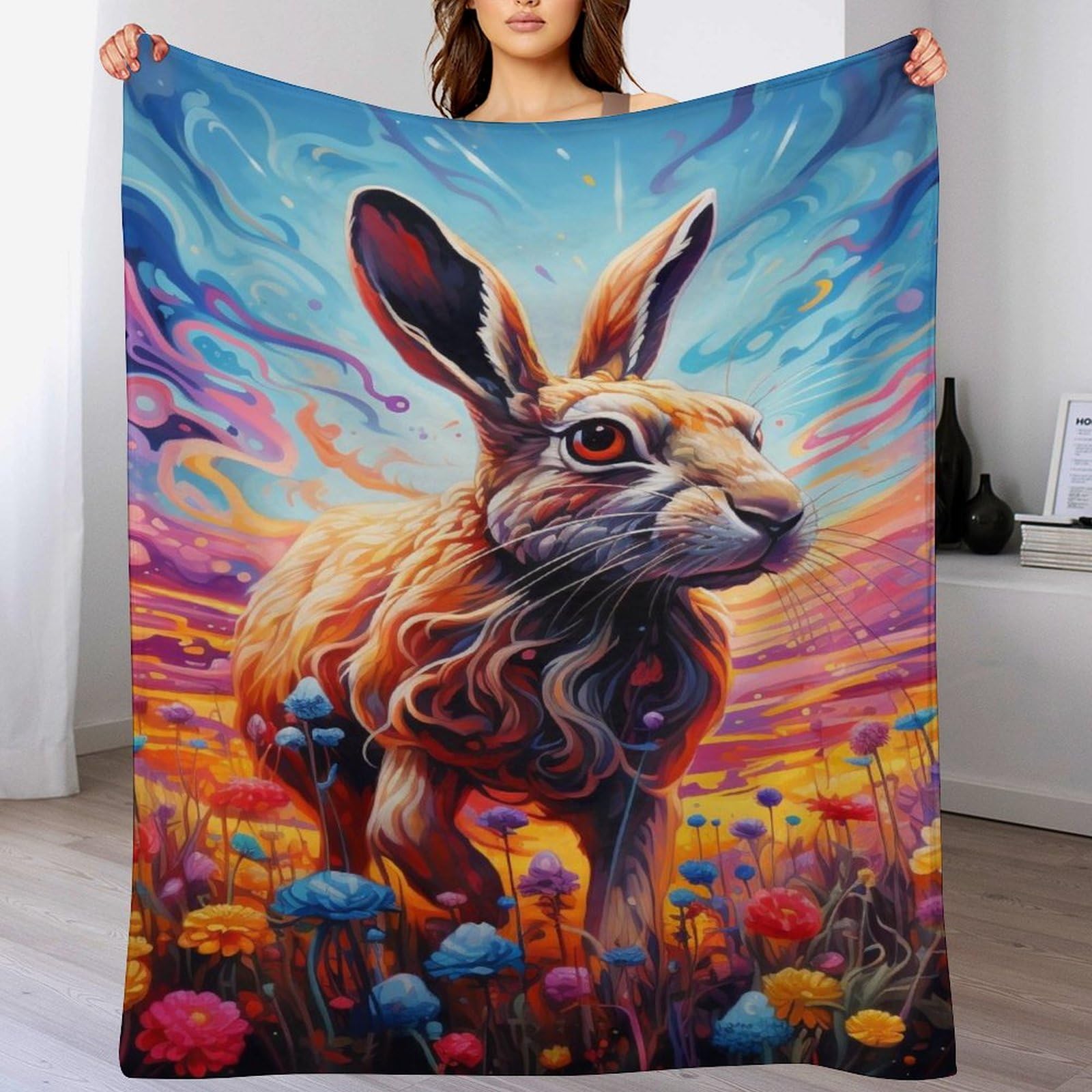 Plaid lapin d'une douceur exceptionnelle et finitions soignées