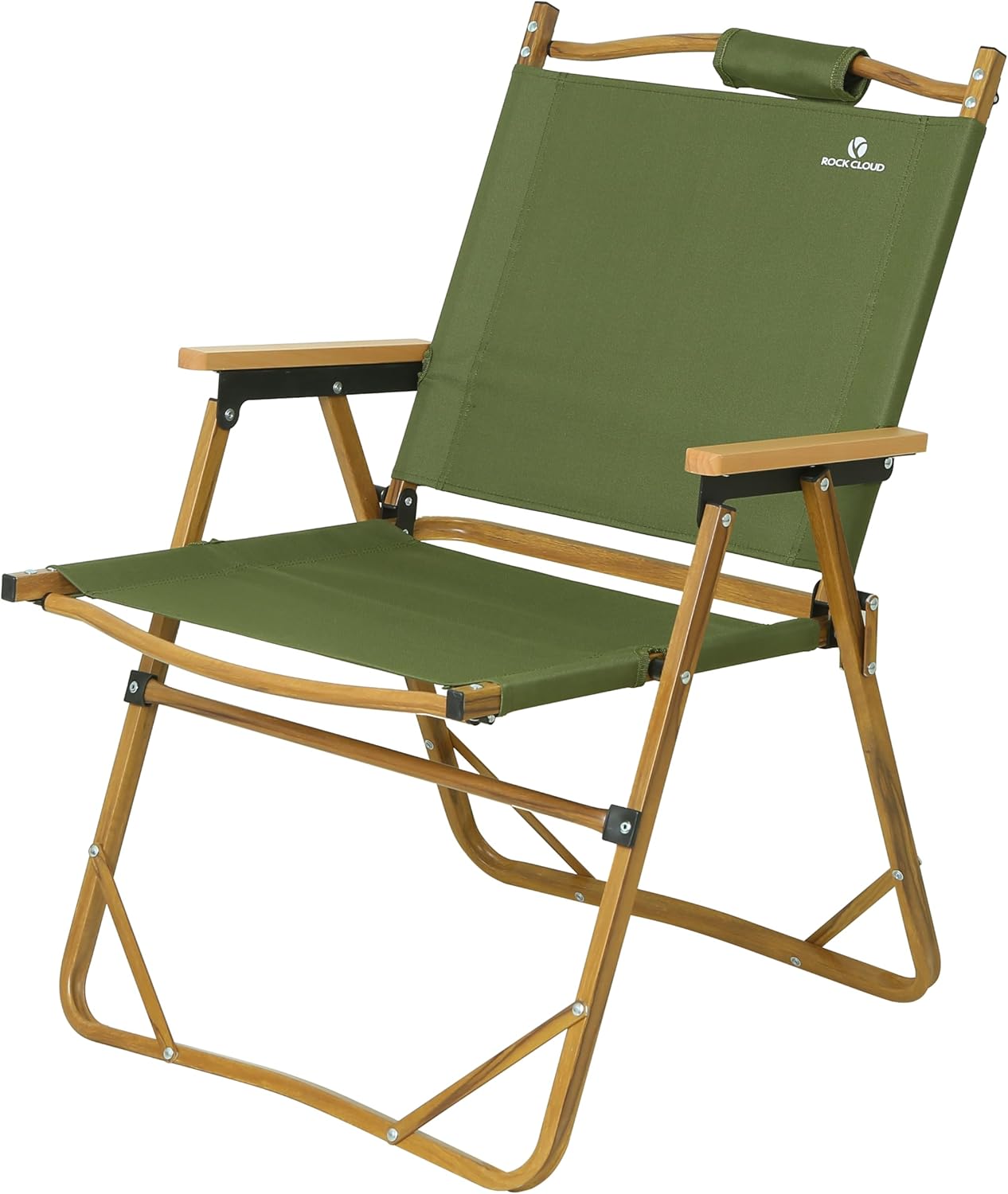 ROCK CLOUD Portable Folding Camping Chair Low Beach Chairs for Camp Lawn Hiking Sports Hunting Green Large