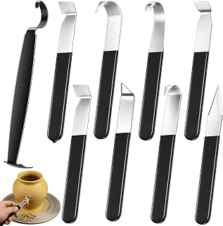 Lanties 9 Pcs Pottery Tools Set, 8 Clay Carving Knives & 1 Trimming Tool
