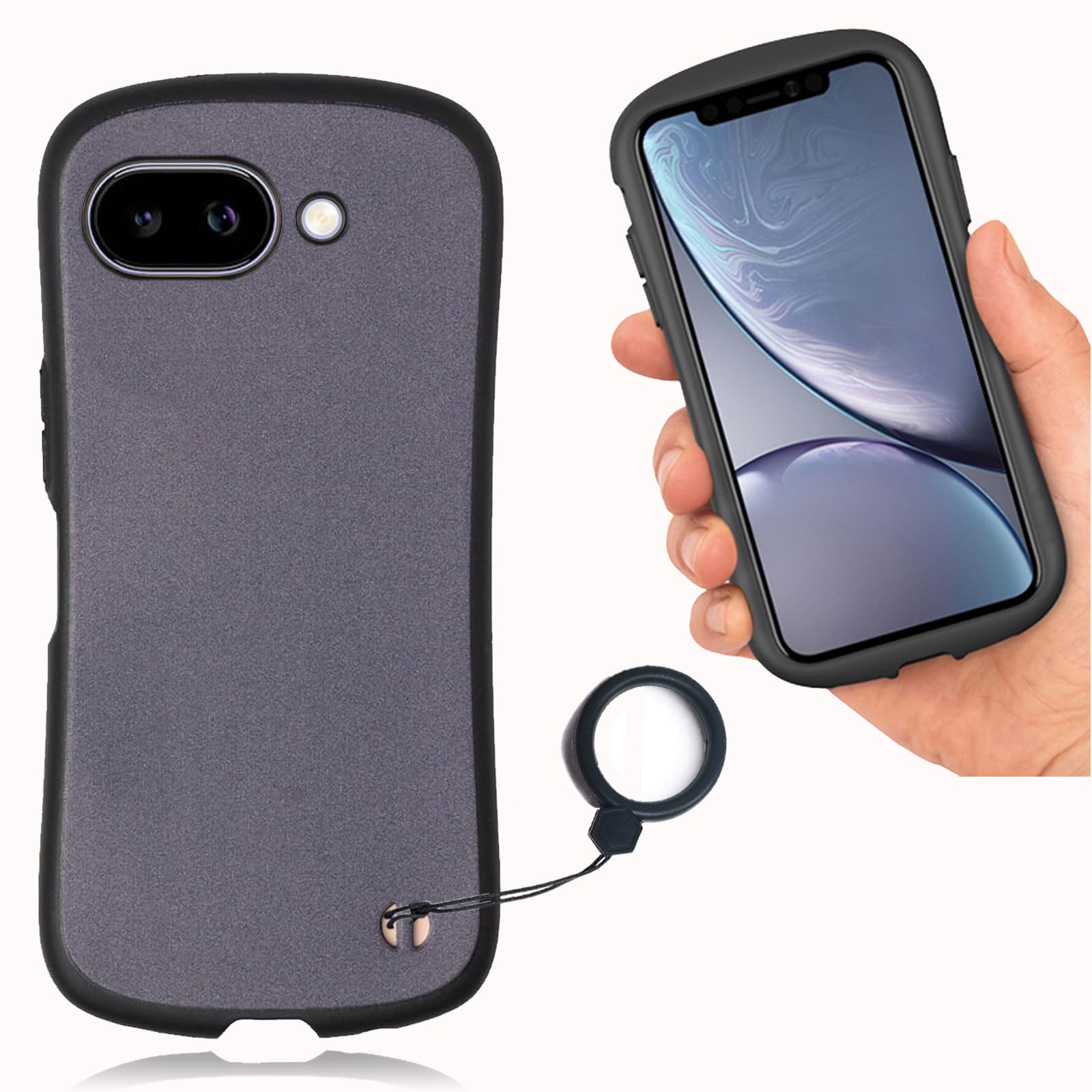 【WenziLior】 Google Pixel 9a 用 ケース 指貫ヒモ付き Google Pixel9a カバー 適用 グーグルPixel9a シリコン ピクセル9a グーグル ピクセル 9a Google9a case バンパーケース ソフト 耐衝撃 携帯カバー バンパー 軽量 TPU ボディカーブ スマホケース ストラップホール 付き シンプル マット グレー