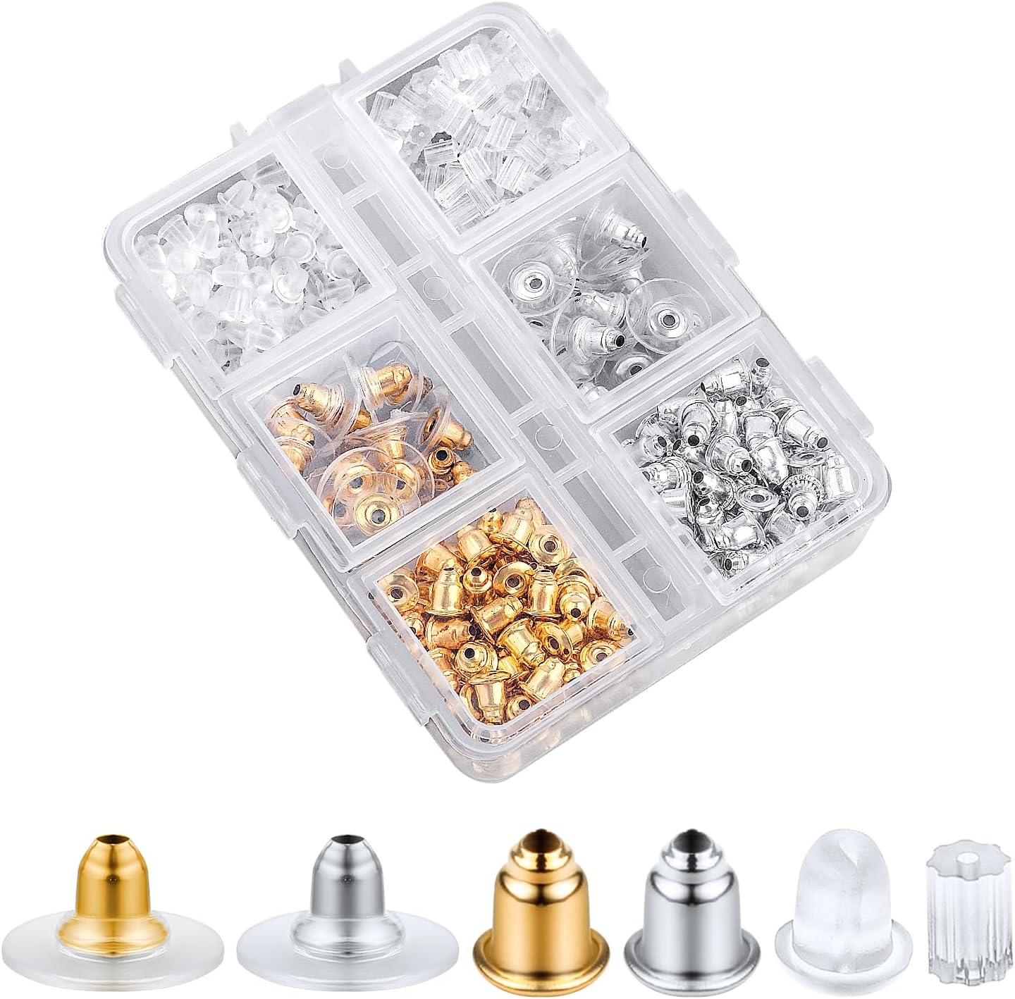 Adakel Lot de 36 paires de fermoirs de boucles d'oreilles en silicone transparent et souple avec