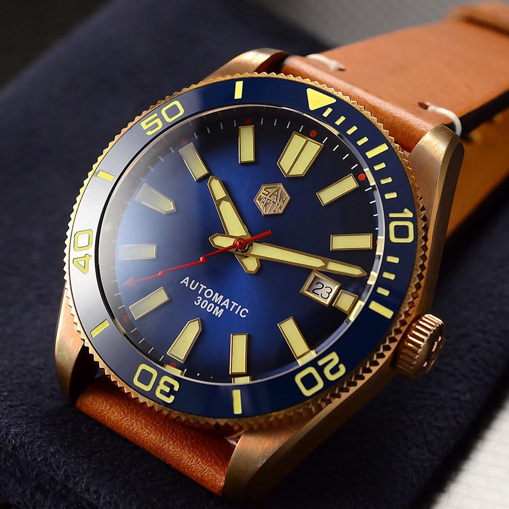San Martin, orologio automatico da uomo con cassa in bronzo, lunetta in  ceramica e vetro zaffiro, resistente all'acqua fino a 30 atm : San Martin:  Amazon.it: Orologi