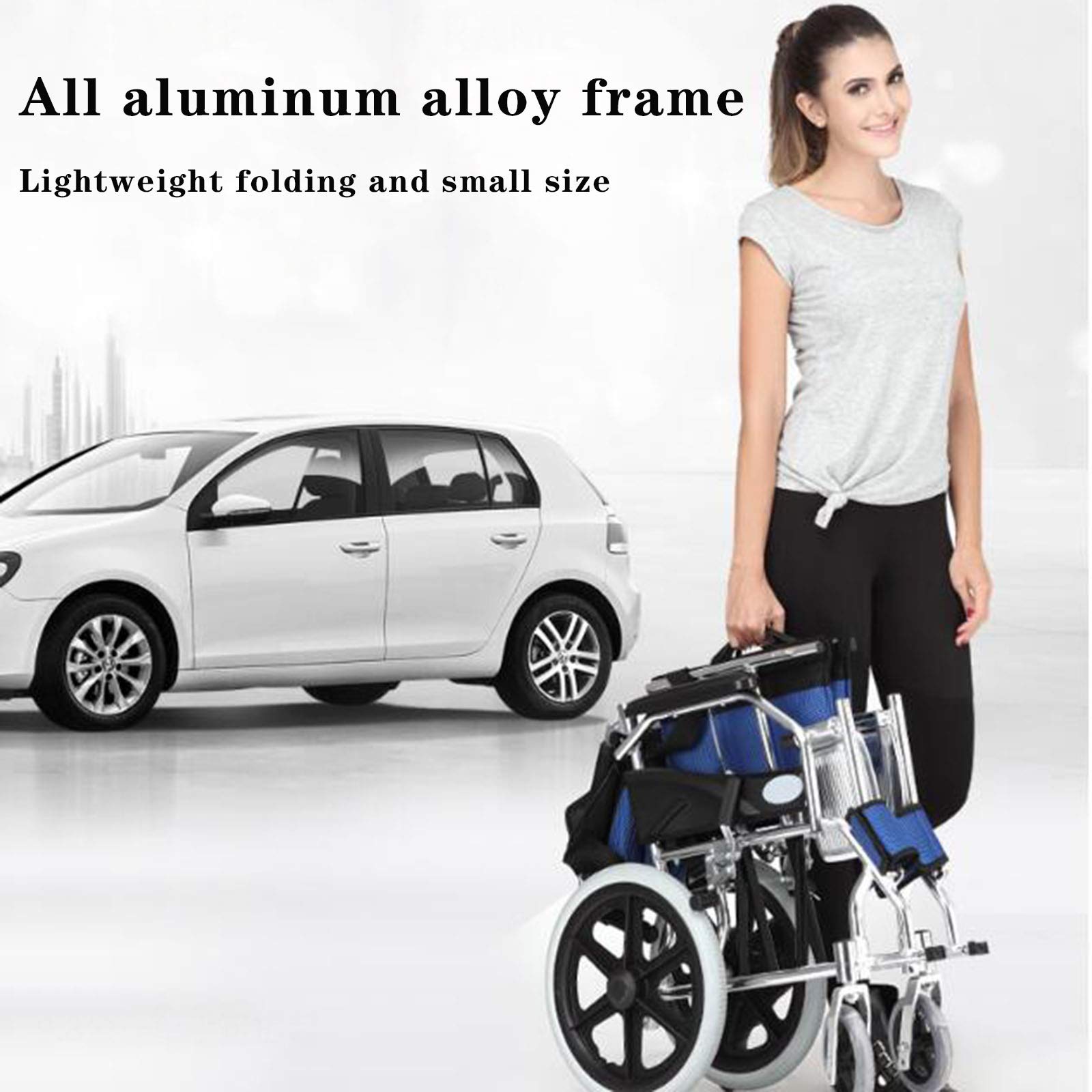 Silla de Ruedas de Aluminio Plegable para el hogar, Silla de Ruedas Multifuncional, Silla de Ruedas Manual Ligera para discapacitados y Ancianos