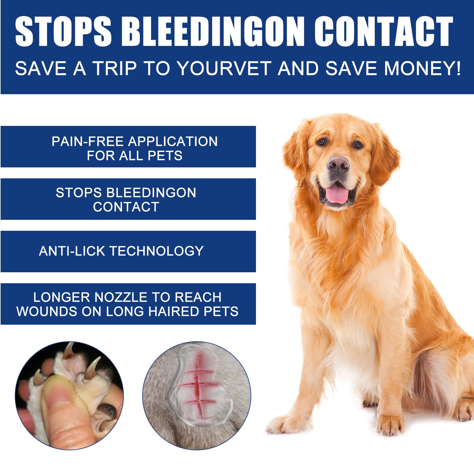 Gel Apaisant pour Les Plaies pour Chats et Chiens,Gel de Nettoyage pour Animaux de Compagnie,Gel Soin des Plaies pour Animaux,Gel de Cicatrisation pour Animaux de Compagnie