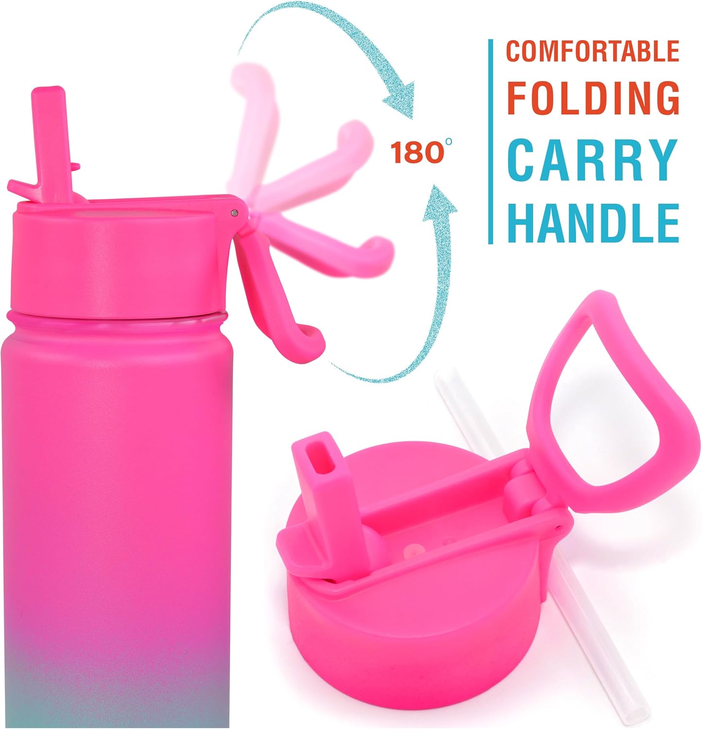 CHILLOUT LIFE 17 oz Kids Insulated Water Bottle for School with Straw Lid Leakproof and Cute Waterproof Stickers, Personalized Stainless Steel Thermos Flask Metal Water Bottle for Girls & Boys - Image 6